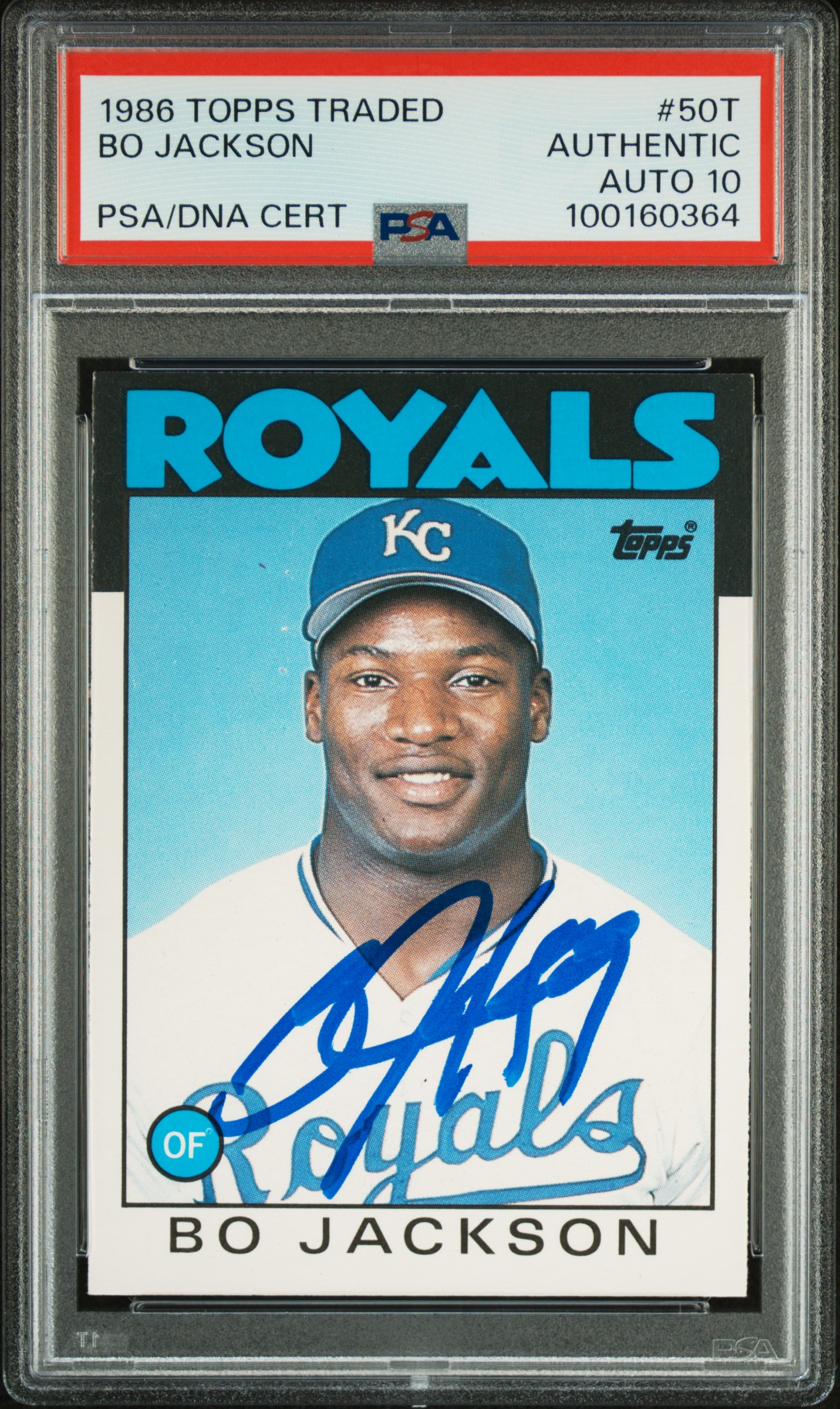 Bo Jackson 1986 Topps Traded Signed Rookie Card #50T Auto Graded PSA 10 00160364