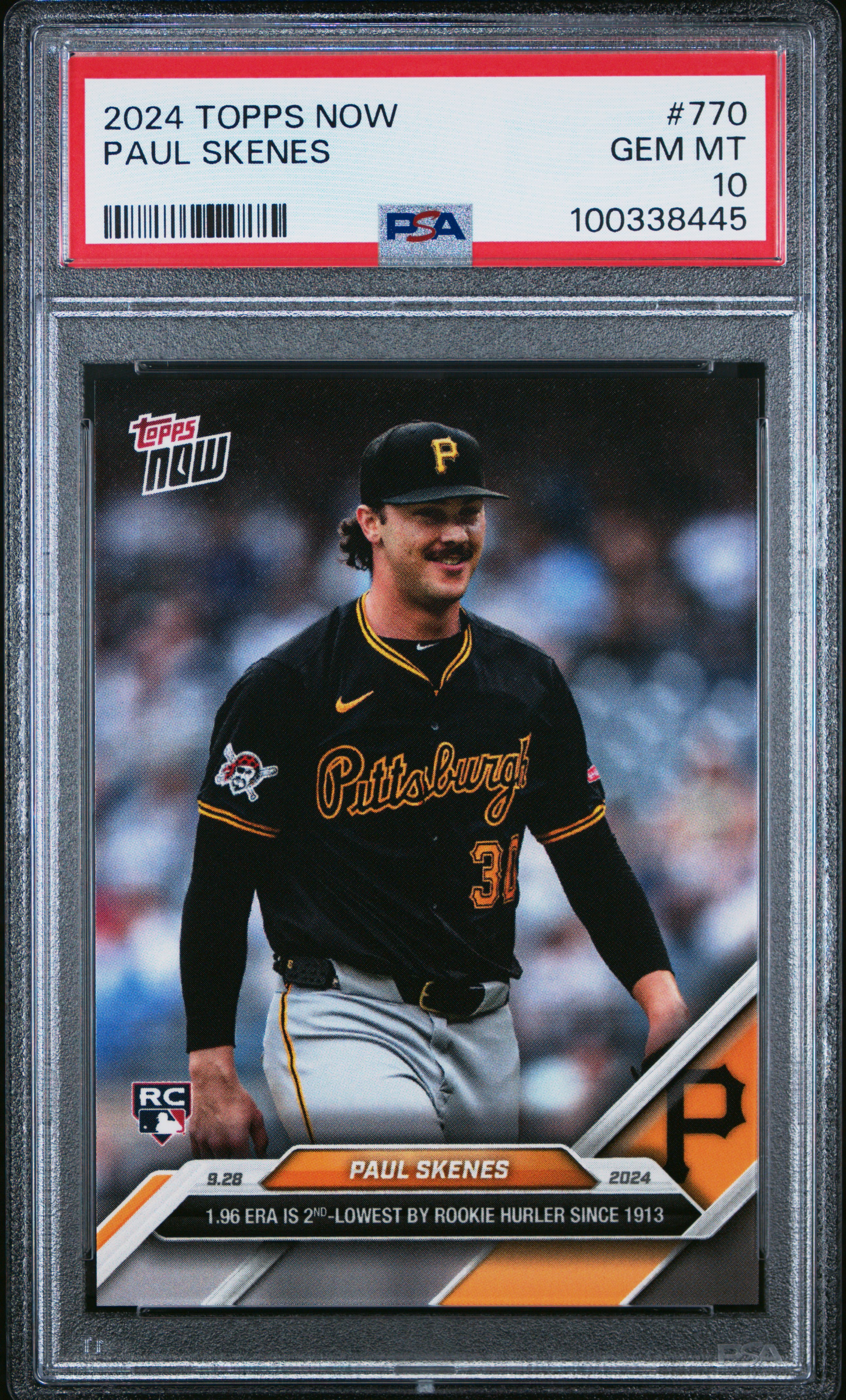 Paul Skenes 2024 Topps Now All Star Game Baseball Rookie Card #770 Graded PSA 10 Cert #100338445