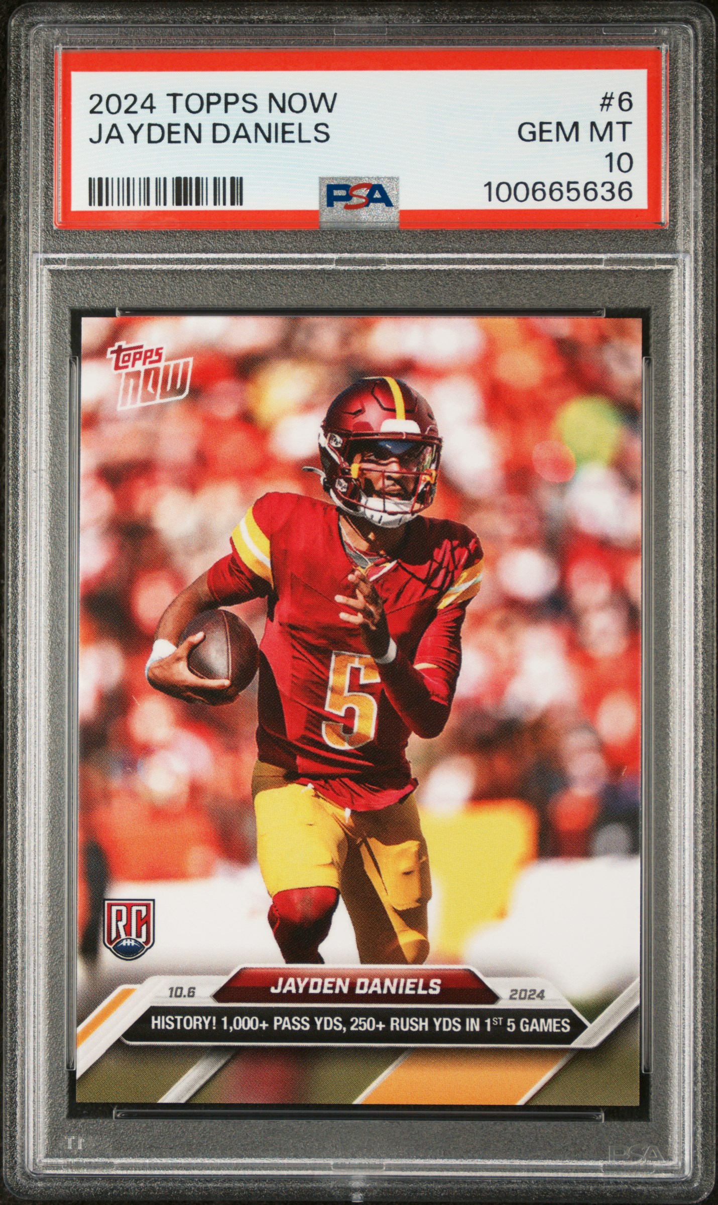 Jayden Daniels 2024 Topps Now Football Rookie Card #6 Graded PSA 10 Jayden Daniels 2024 Topps Now Football Rookie Card #6 Graded PSA 10
