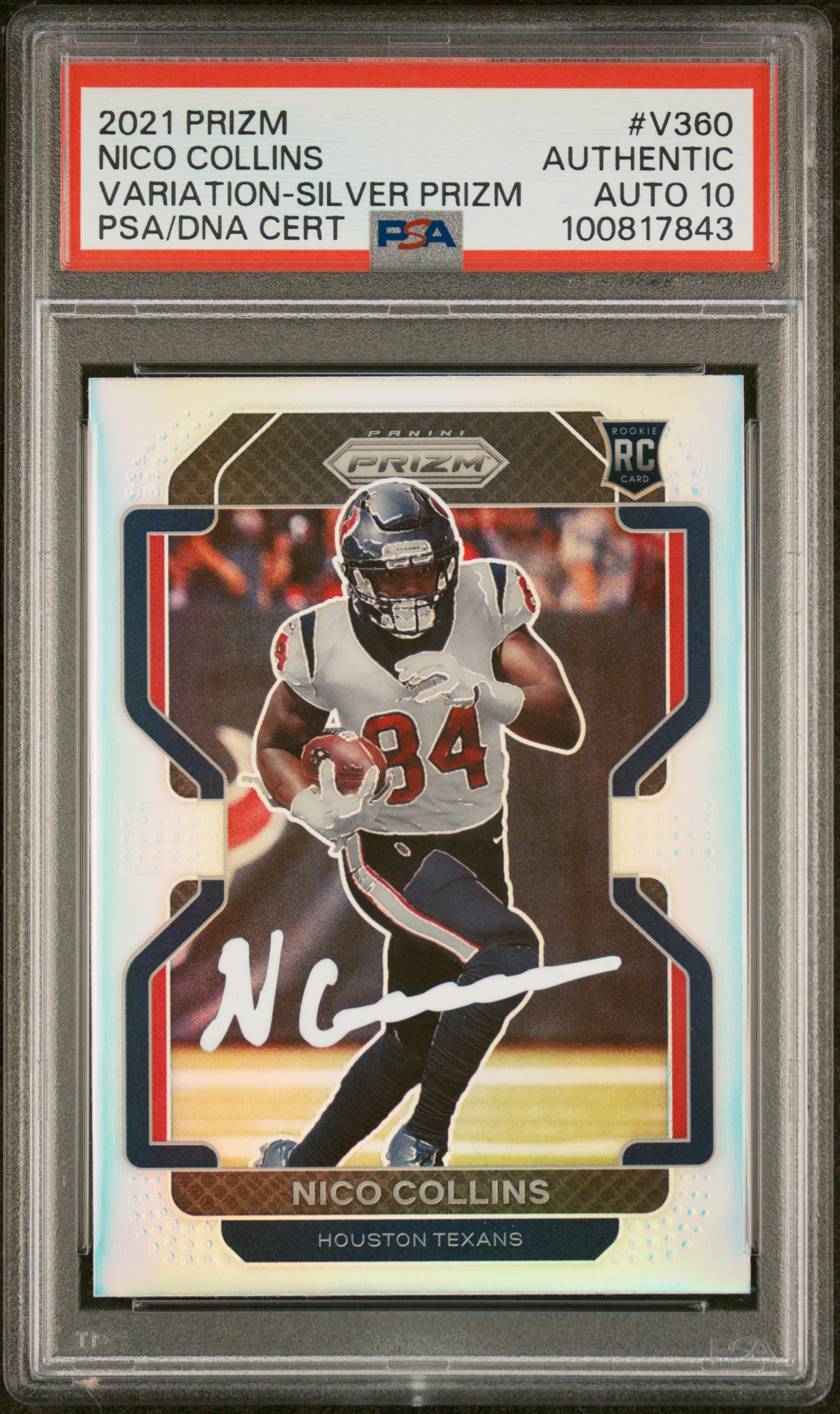 Nico Collins 2021 Panini Prizm Variation Silver Signed Football Rookie Card #V360 Auto Graded PSA 10 A Nico Collins 2021 Panini Prizm Variation Silver Signed Football Rookie Card #V360 Auto Graded PSA 10 A
