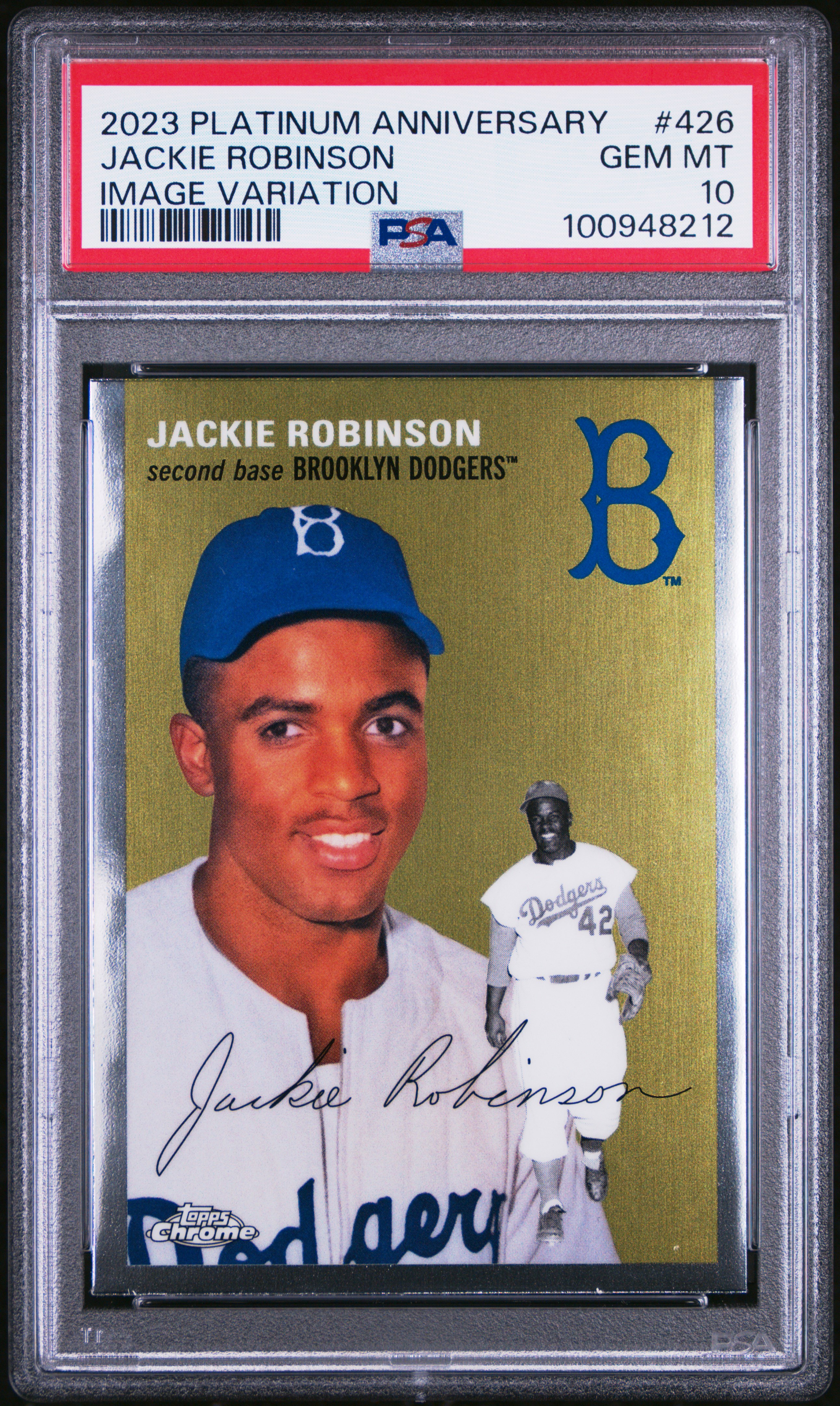Jackie Robinson 2023 Topps Chrome Platinum Baseball Card #426 Graded PSA 10