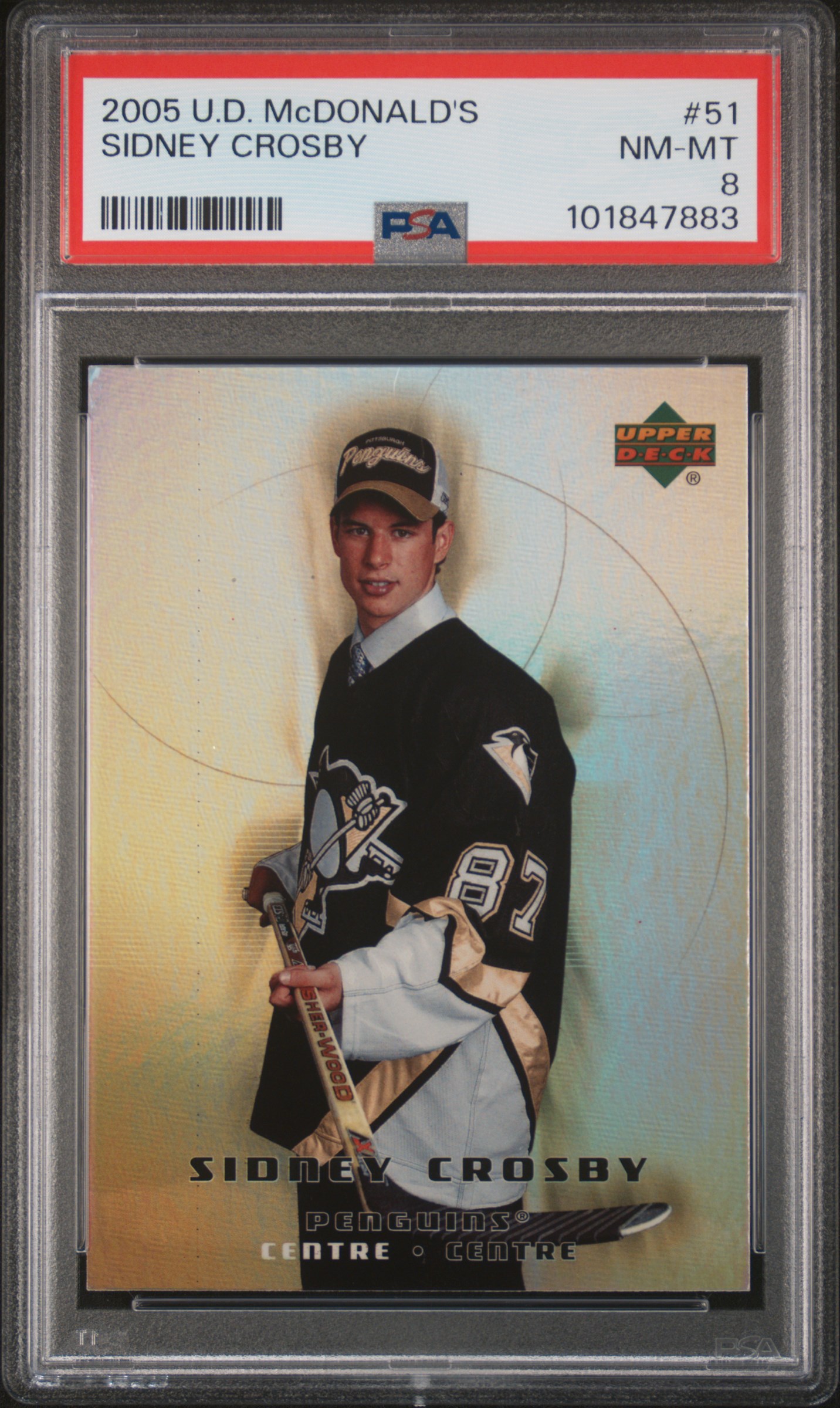 Sidney Crosby 2005 Upper Deck McDonalds Hockey Rookie Card #51 Graded PSA 8 Cert #101847883