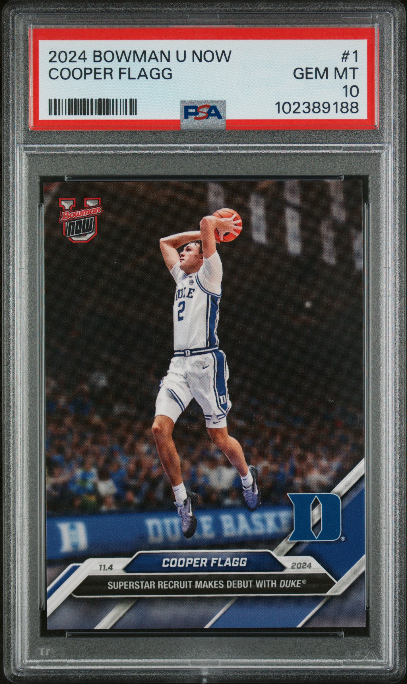 Cooper Flagg 2024 Bowman U Duke Debut Basketball Rookie Card #1 Graded PSA 10 Cooper Flagg 2024 Bowman U Duke Debut Basketball Rookie Card #1 Graded PSA 10
