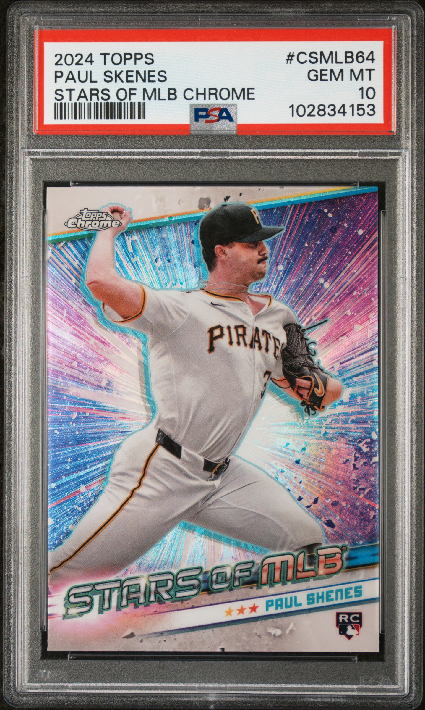 Paul Skenes 2024 Topps Stars of MLB Chrome Rookie Card #CSMLB6 4 Graded PSA 10