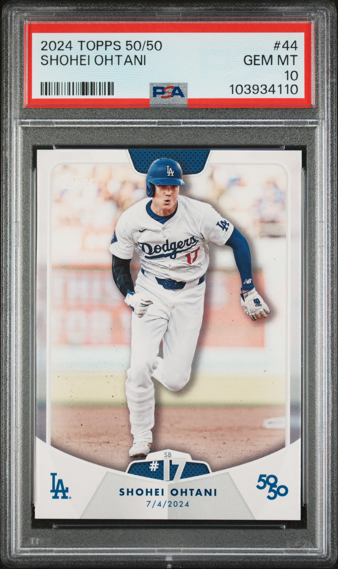 Shohei Ohtani 2024 Topps Now 50/50 Baseball Card #44 Graded PSA 10 Cert # 103934110