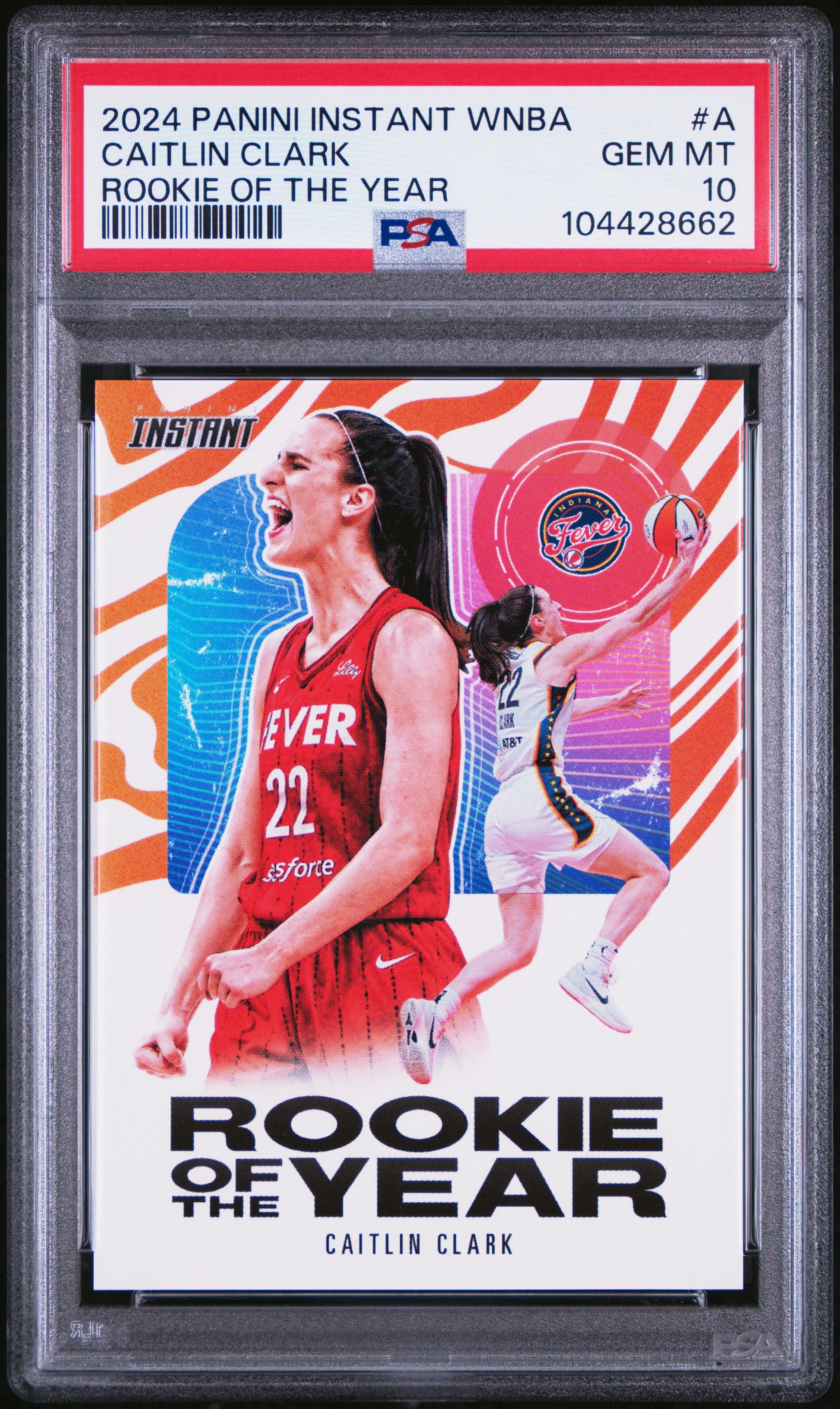 Caitlin Clark 2024 Panini Instant WNBA Rookie of the Year Basketball Card #A Graded PSA 10