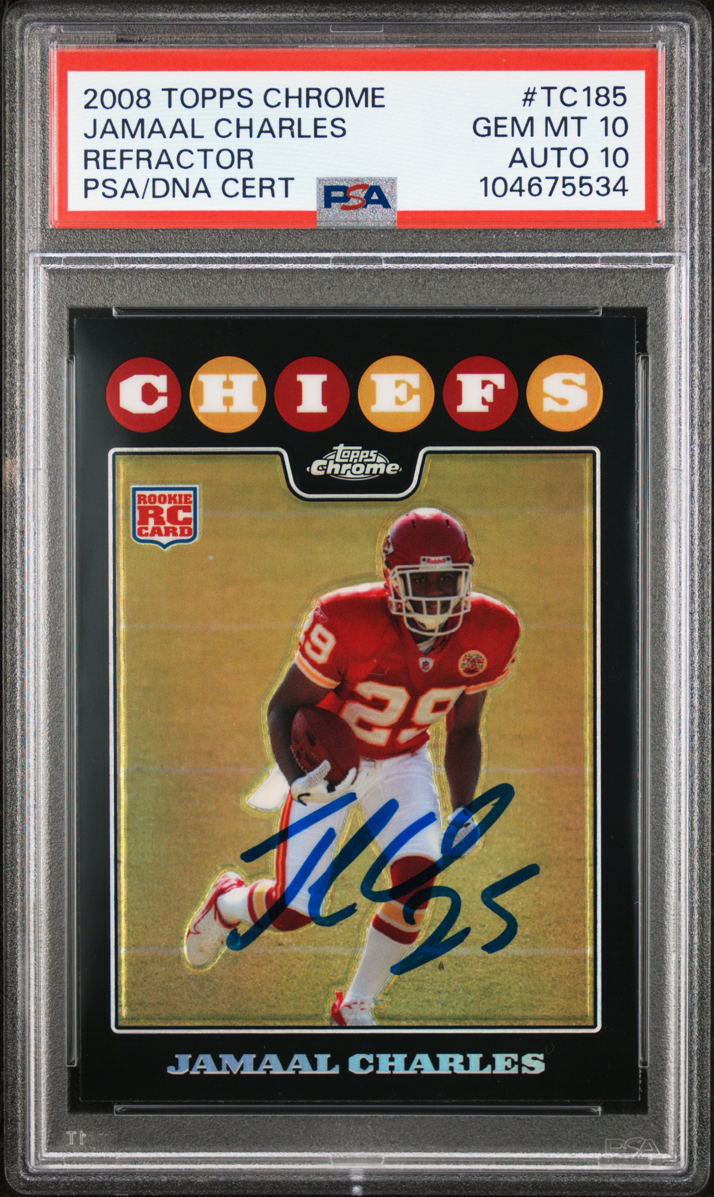 Jamaal Charles 2008 Topps Chrome Refractor Rookie Card #TC185 Auto PSA 10 675534