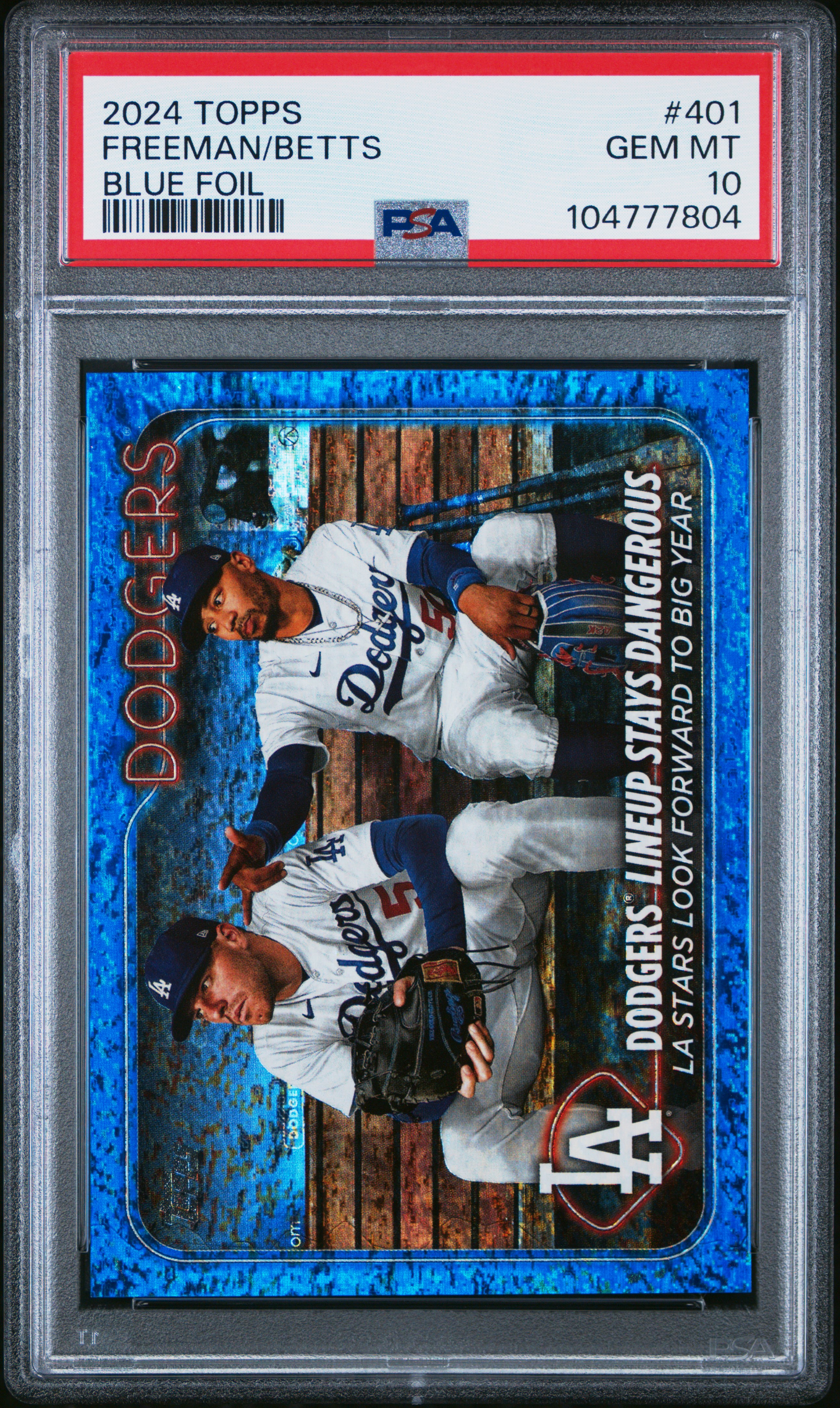 Freddie Freeman Mookie Betts 2024 Topps Blue Foil Baseball Card #401 Graded PSA 10 943/999