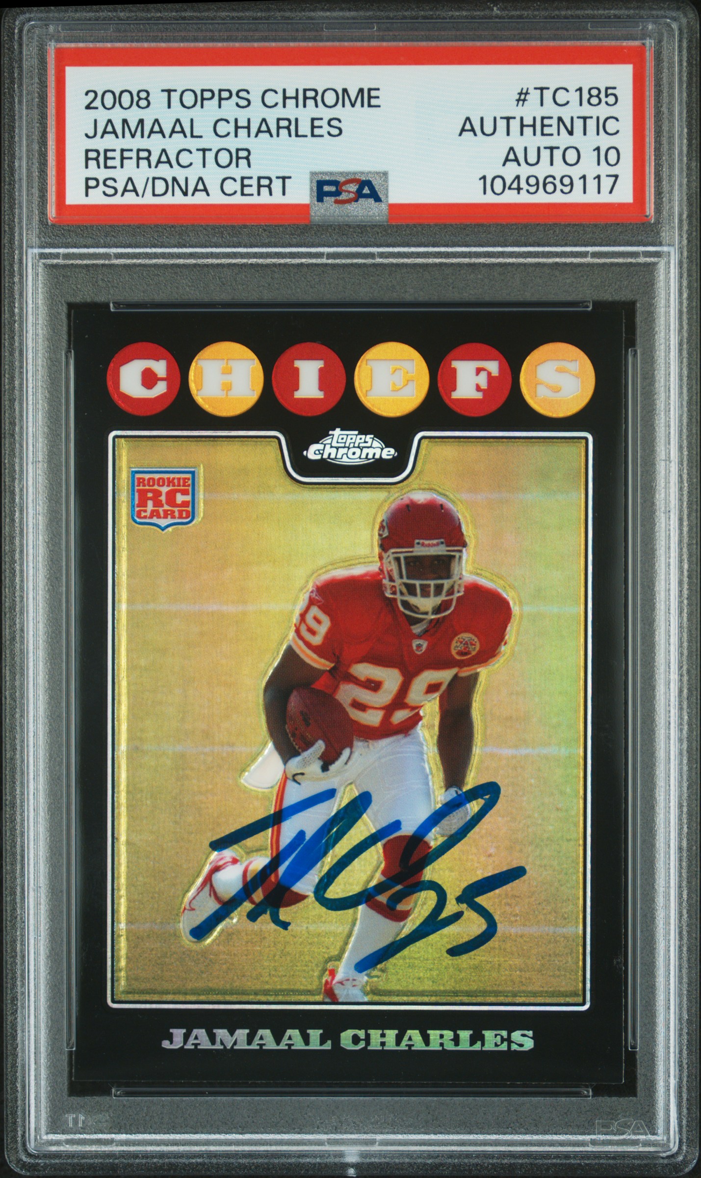 Jamaal Charles 2008 Topps Chrome Refractor Rookie Card #TC185 Auto PSA 10 969117 Jamaal Charles 2008 Topps Chrome Refractor Rookie Card #TC185 Auto PSA 10 969117