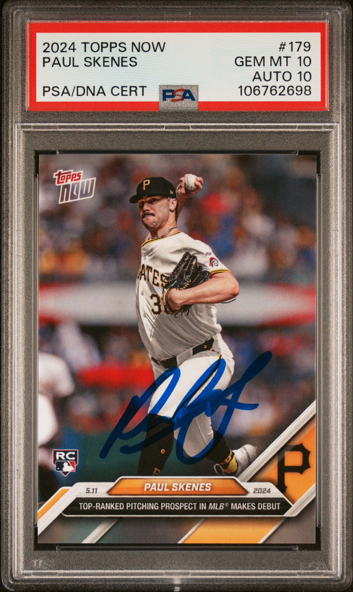 Paul Skenes 2024 Topps Now MLB Debut Rookie Card #179 Graded PSA 10 Auto 6762698 Paul Skenes 2024 Topps Now MLB Debut Rookie Card #179 Graded PSA 10 Auto 6762698