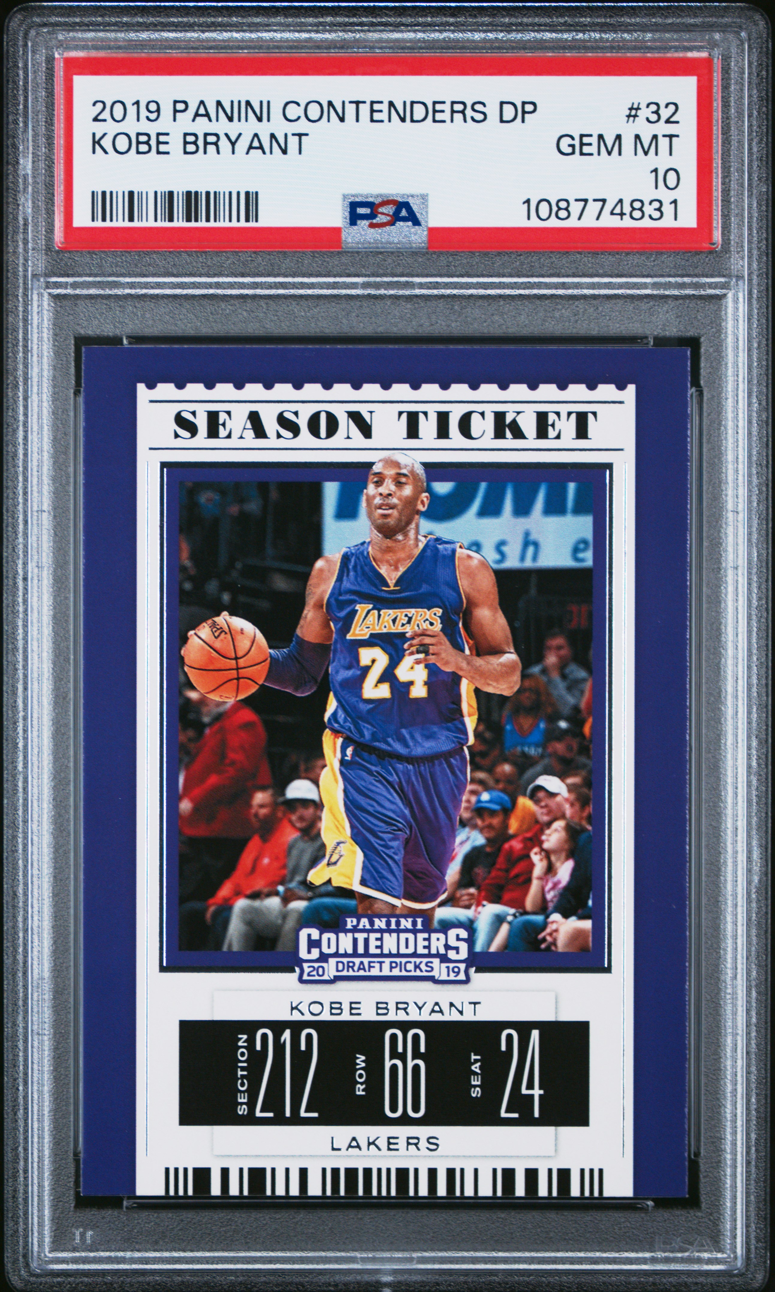 Kobe Bryant 2019 Panini Contenders Draft Picks Basketball Card #32 Graded PSA 10 Cert #108774831