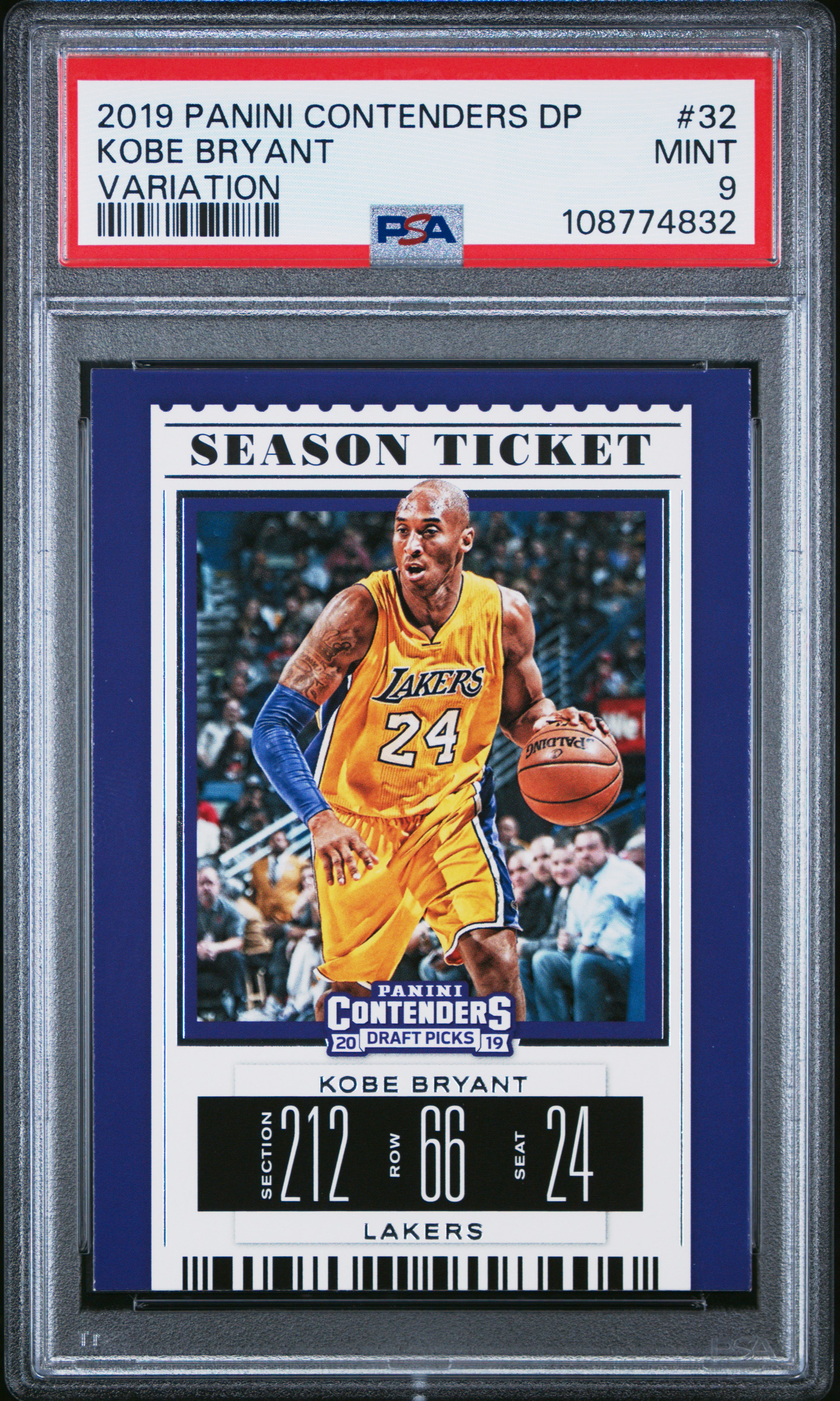 Kobe Bryant 2019 Panini Contenders Draft Picks Variation Los Angeles Lakers Basketball Card #32 Graded PSA 9 Cert #108774832 Kobe Bryant 2019 Panini Contenders Draft Picks Variation Los Angeles Lakers Basketball Card #32 Graded PSA 9 Cert #108774832
