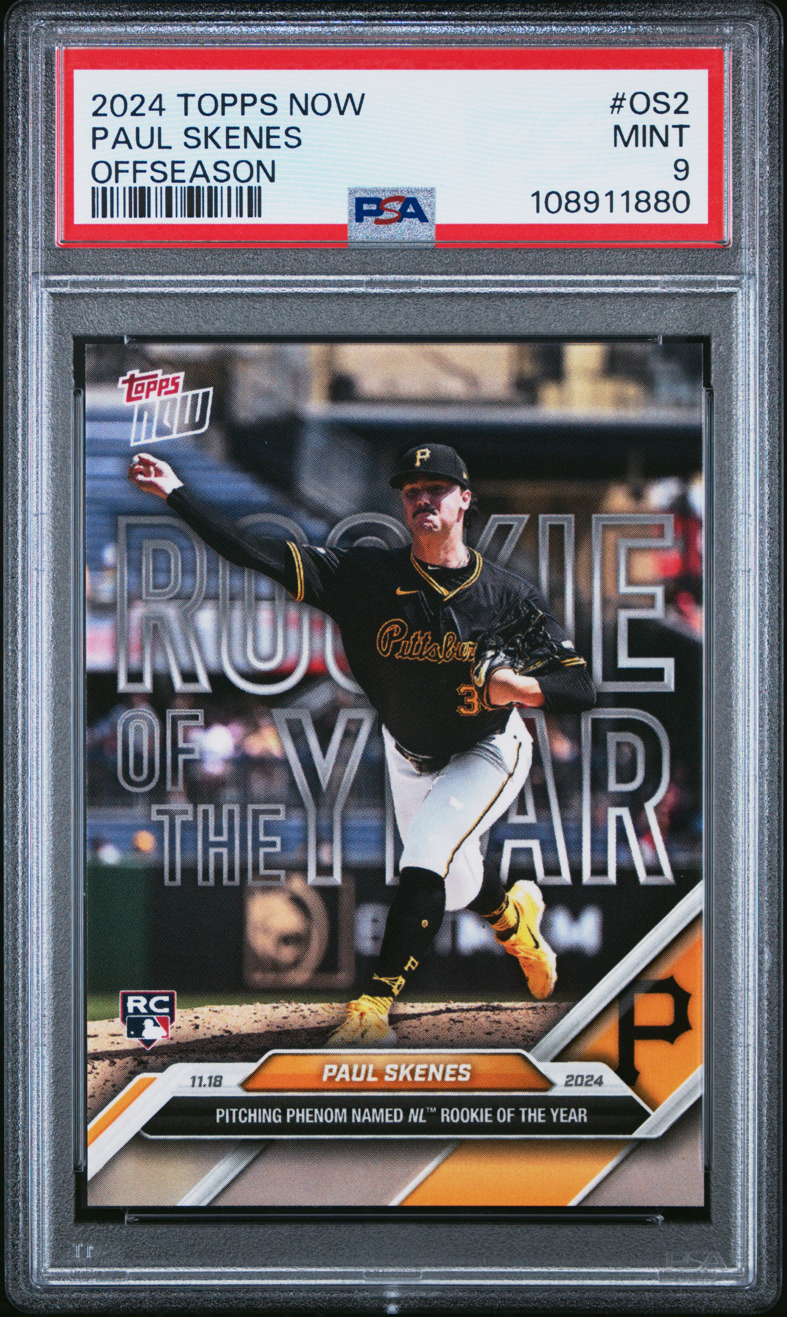 Paul Skenes 2024 Topps Now Offseason Pittsburgh Pirates Baseball Rookie Card #OS2 Graded PSA 9 Cert #108911880