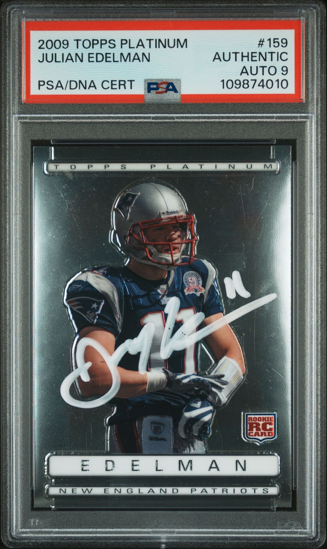 Julian Edelman 2009 Topps Platinum Rookie Card #159 Auto Graded PSA 9 109874010