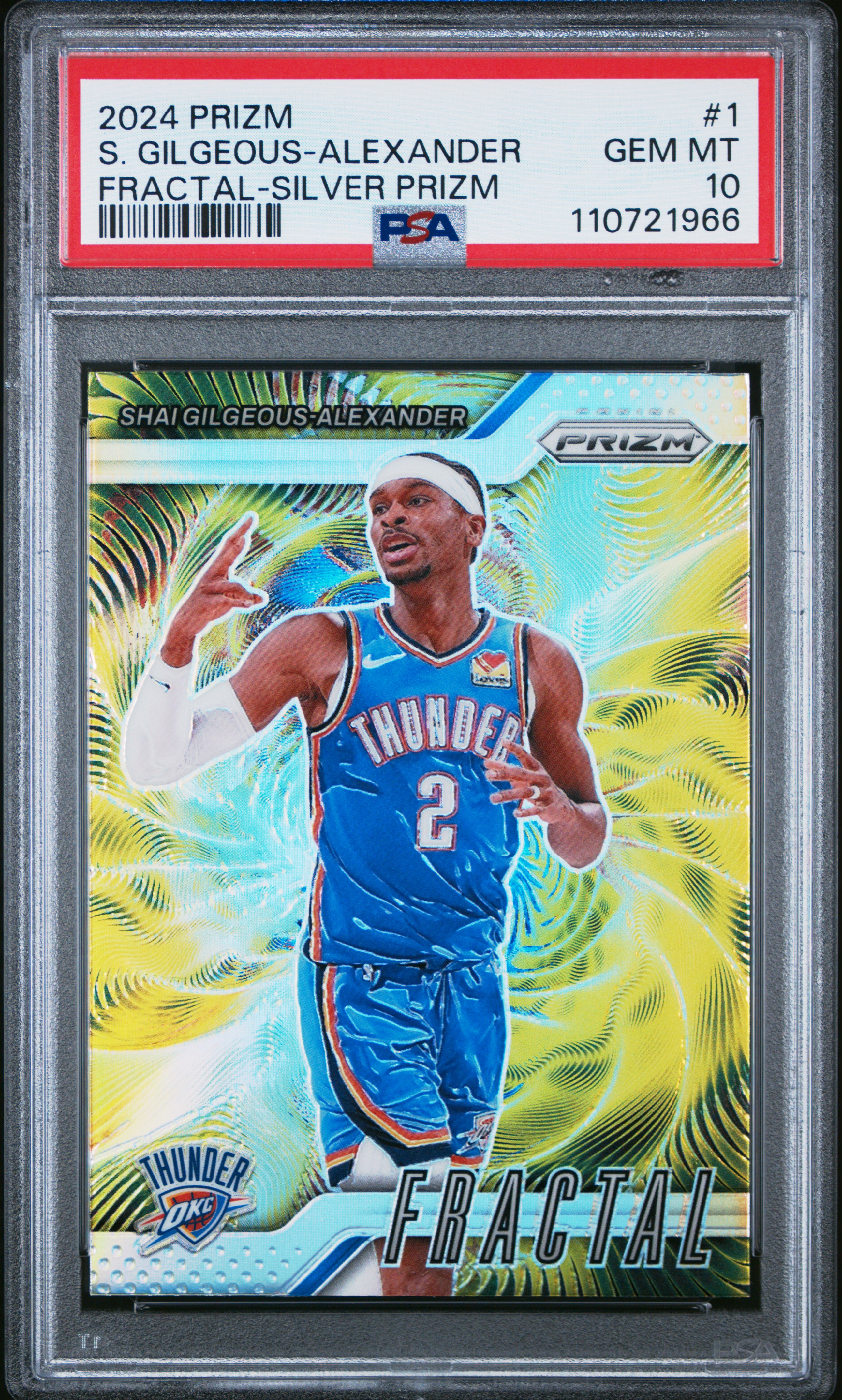Shai Gilgeous-Alexander 2024 Panini Prizm Fractal Silver Basketball Card #1 Graded PSA 10 Cert #110721966