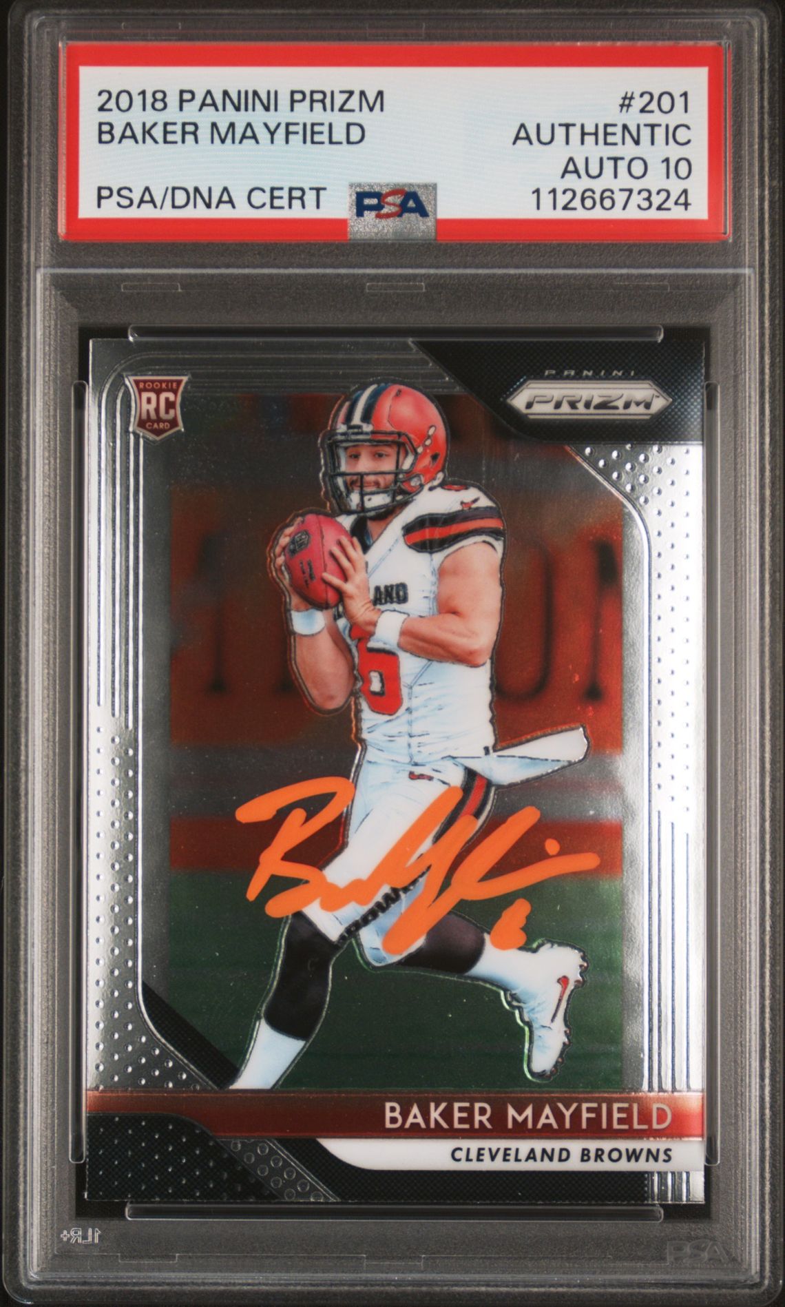 Baker Mayfield 2018 Panini Prizm Signed Rookie Card #201 Auto PSA 10 112667324