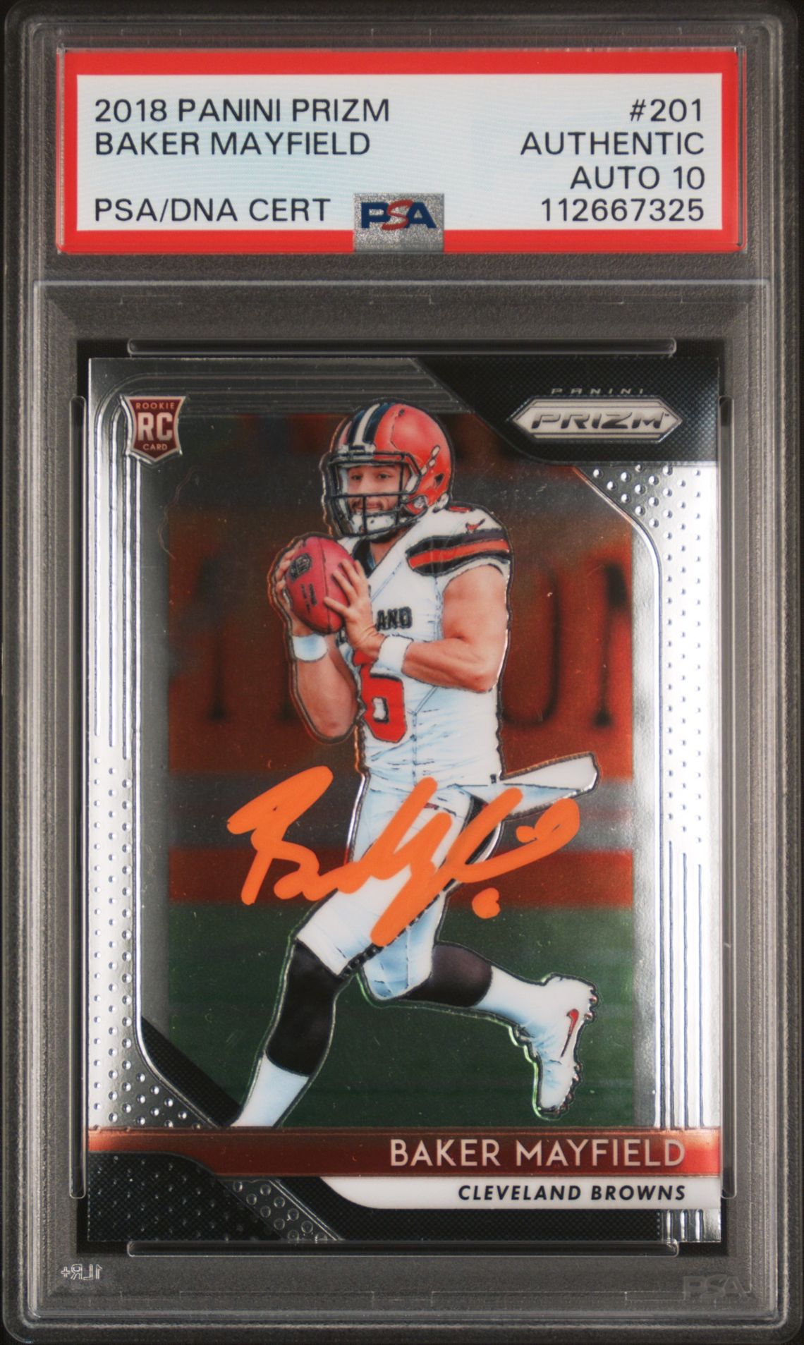 Baker Mayfield 2018 Panini Prizm Signed Rookie Card #201 Auto PSA 10 112667325