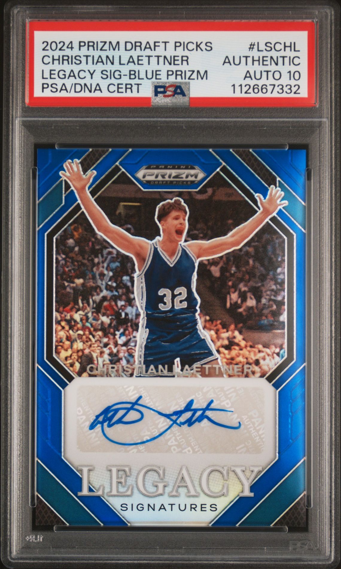 Christian Laettner 2024 Panini Prizm DP Blue Card #LSCHL Auto PSA 10 93/99
