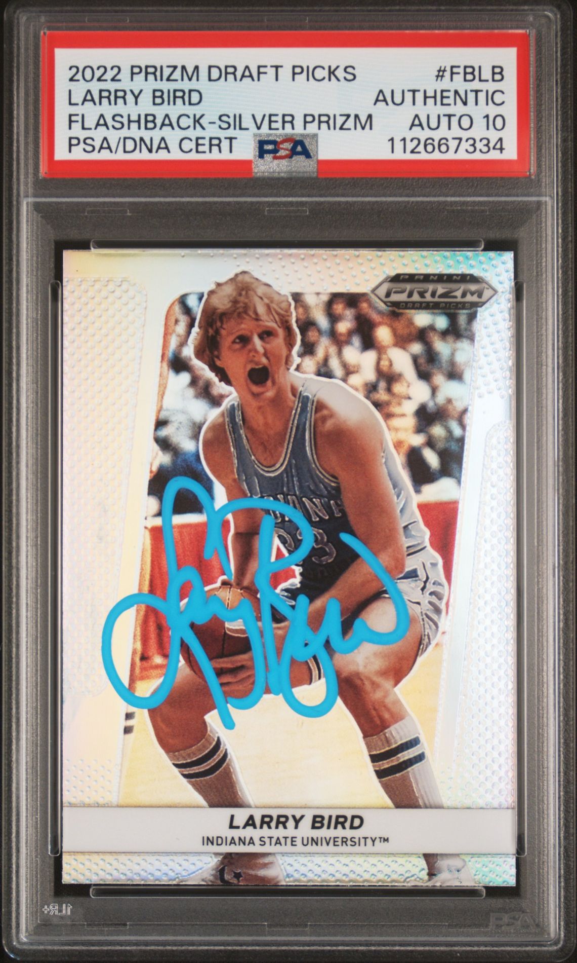 Larry Bird 2022 Panini Prizm Flashback Silver Card #FBLB  Auto Graded PSA 10 334