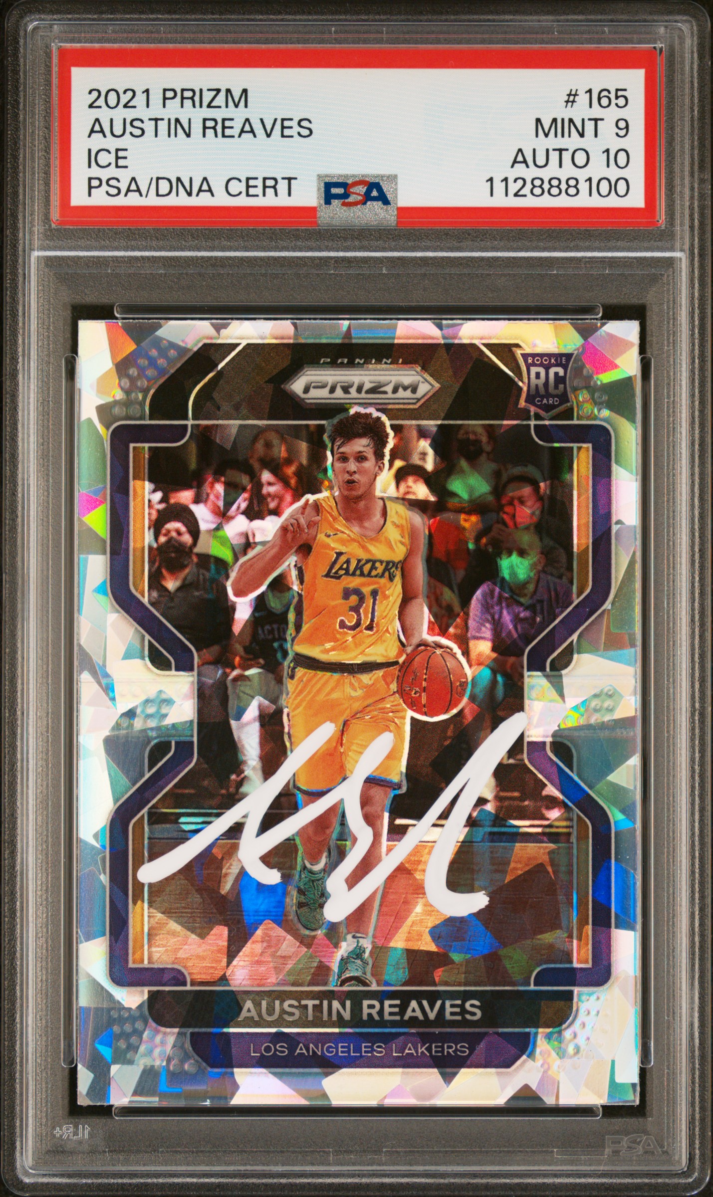 Austin Reaves 2021 Panini Prizm Ice Rookie Card #165 Graded PSA 9 Auto 10