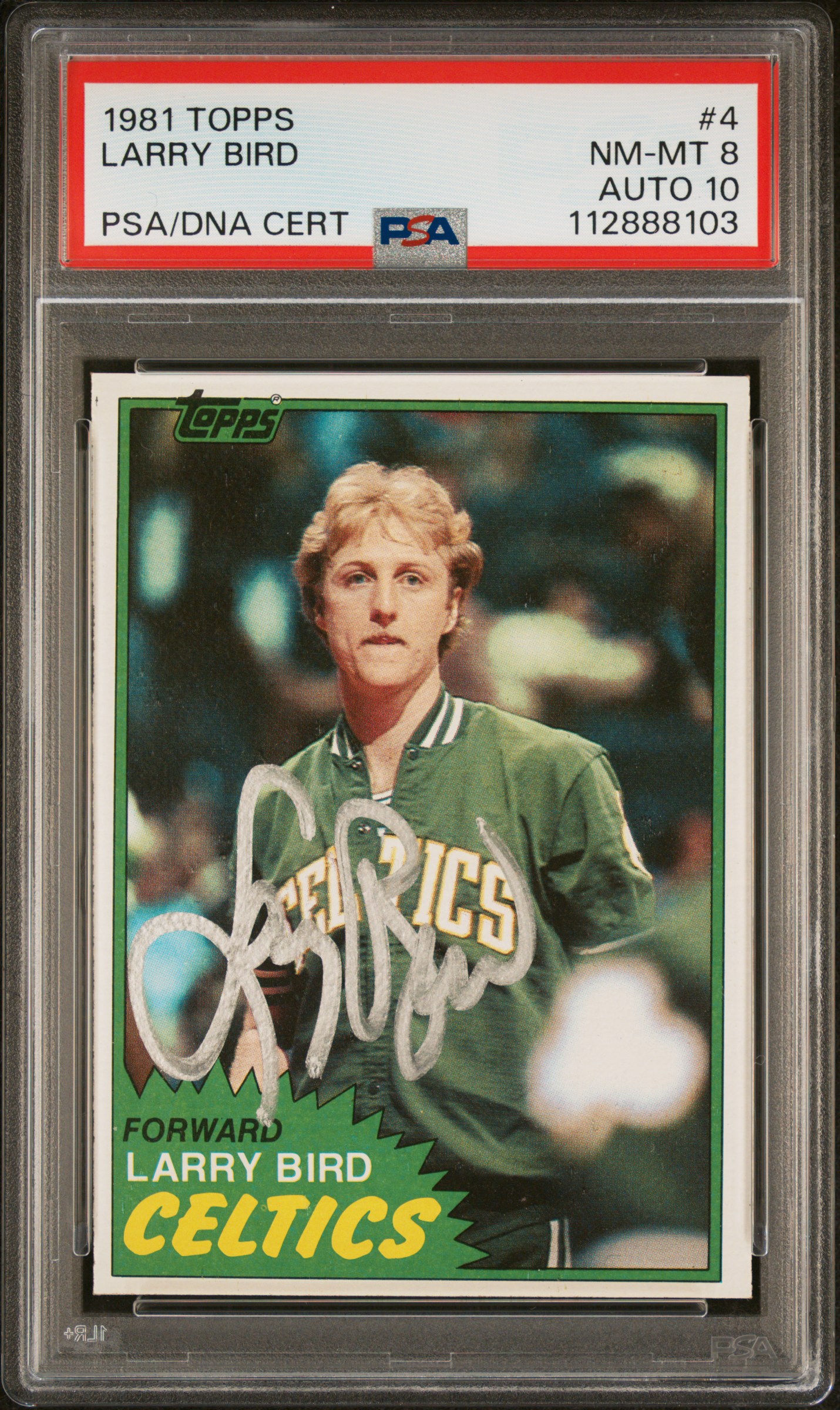 Larry Bird 1981 Topps Signed Basketball Card #4 Graded PSA 8 Auto 10 112888103