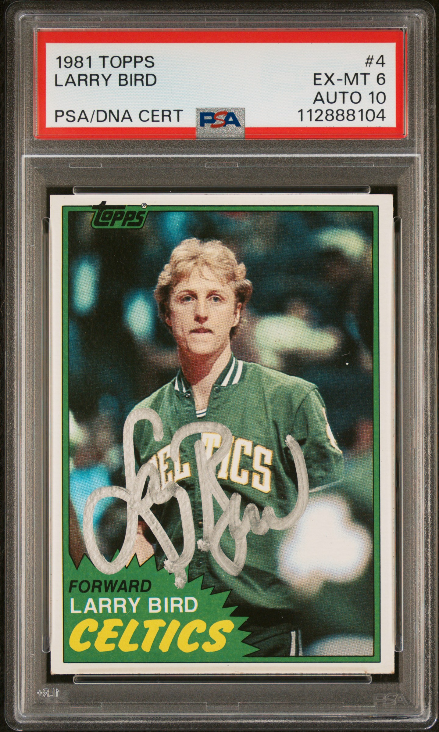 Larry Bird 1981 Topps Signed Basketball Card #4 Graded PSA 6 Auto 10 112888104