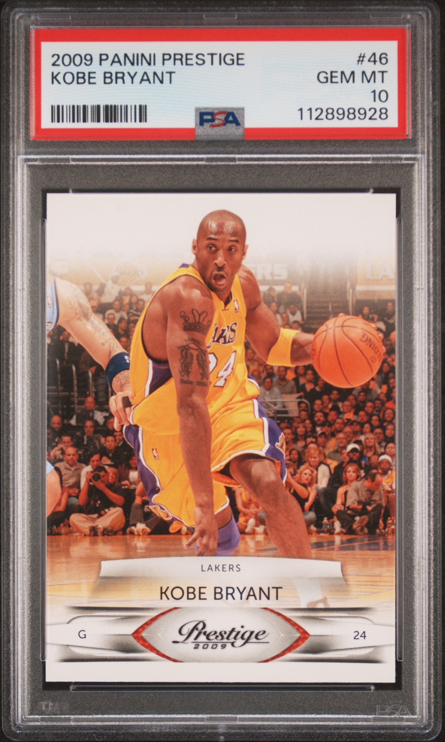 Kobe Bryant 2009 Panini Prestige Basketball Card #46 Graded PSA 10 Cert #112898928