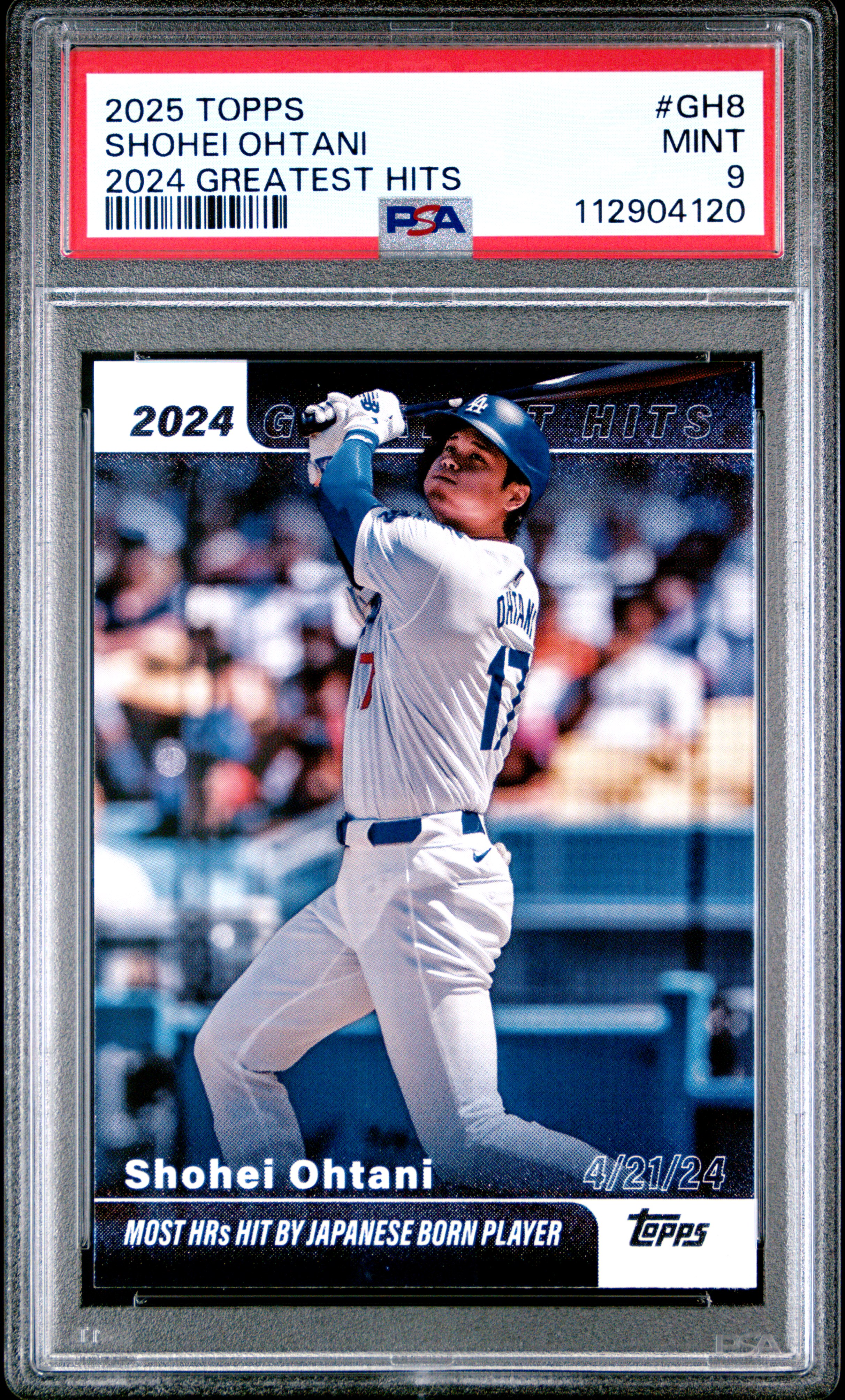 Shohei Ohtani 2025 Topps Greatest Hits 2024 Baseball Card #GH8 Graded PSA 9 Cert #112904120