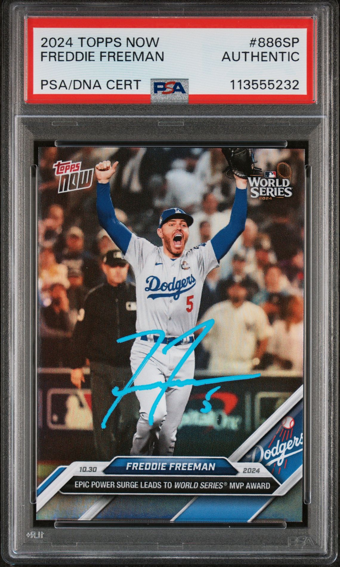 Freddie Freeman 2024 Topps Now World Series MVP Card #886SP Auto Authentic PSA