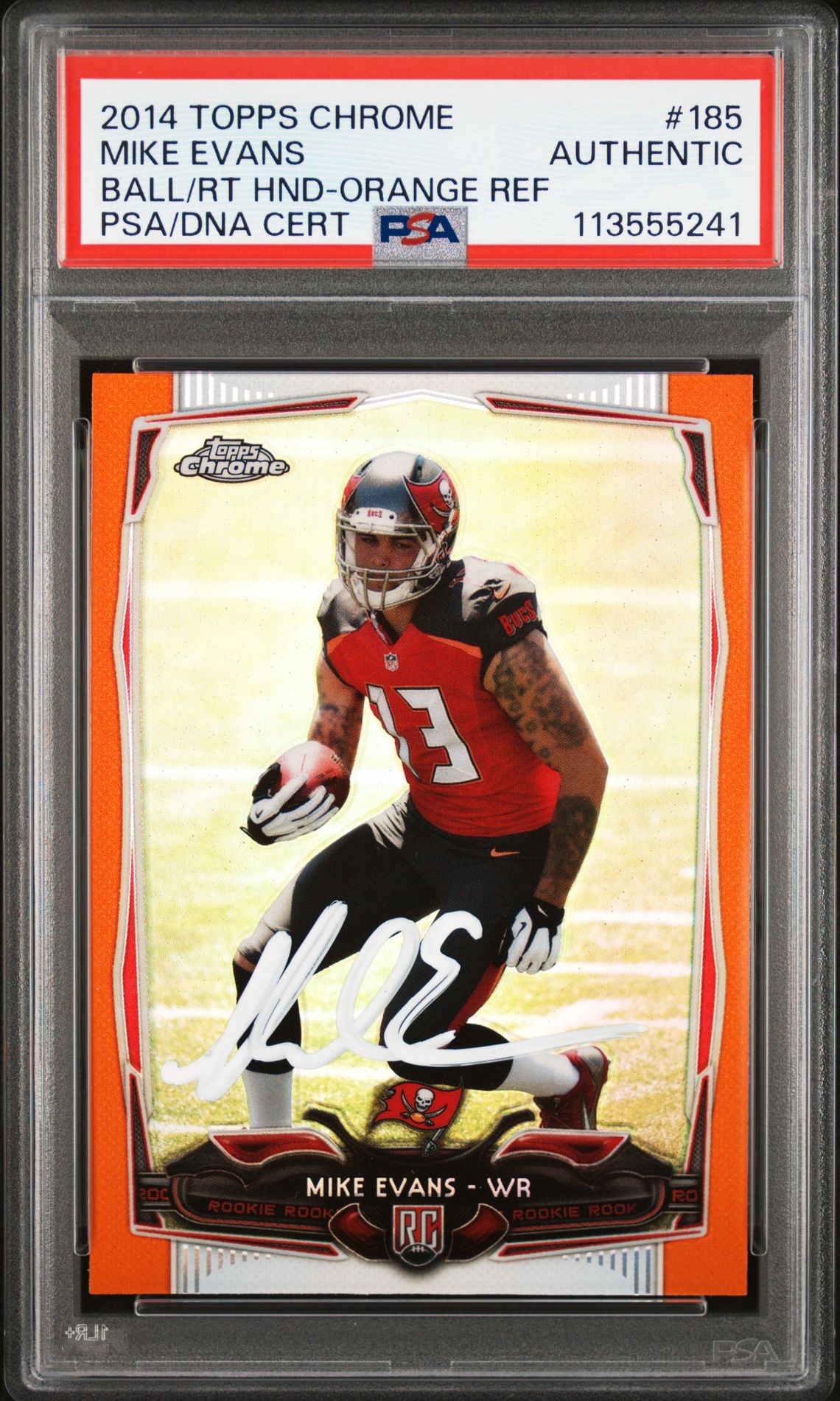 Mike Evans 2014 Topps Chrome Orange Refractor Signed Rookie Card #185 Auto PSA