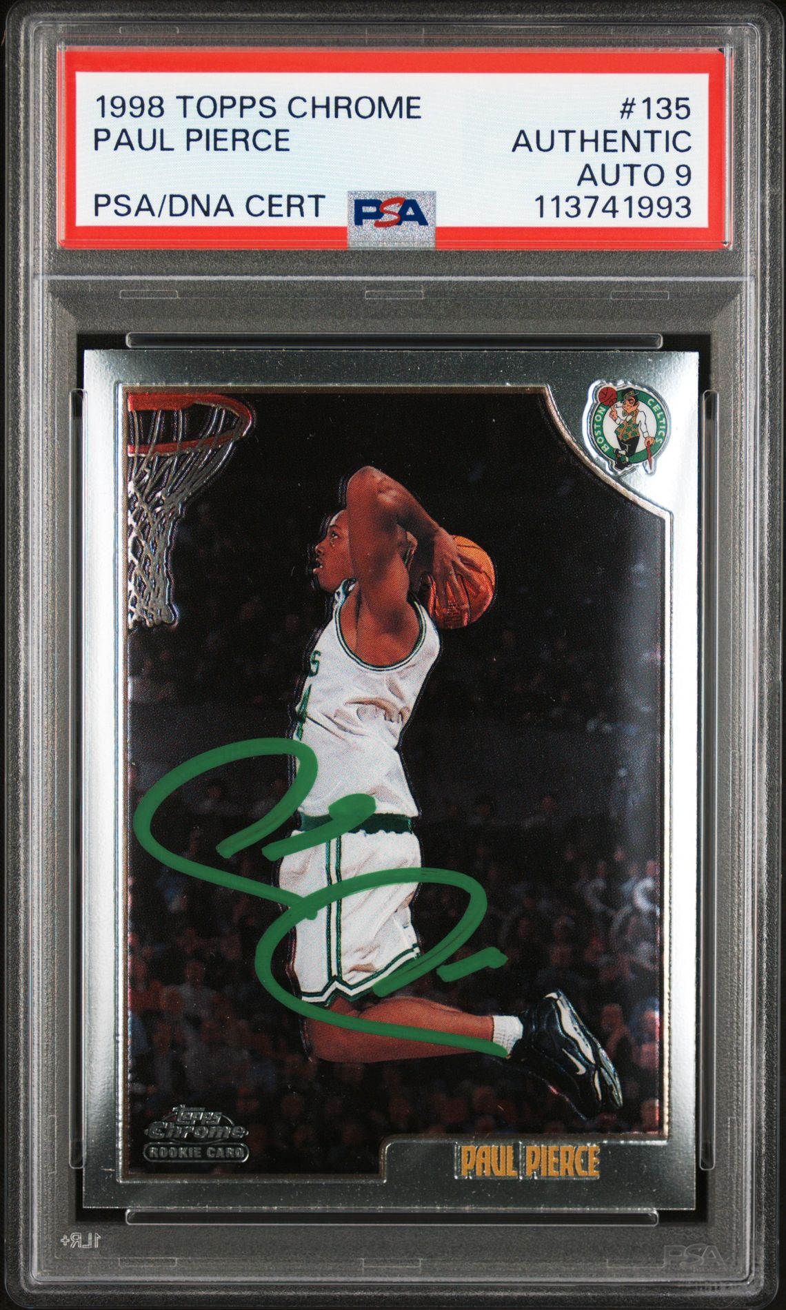 Paul Pierce 1998 Topps Chrome Signed Rookie Card #135 Auto Graded PSA 9 13741993