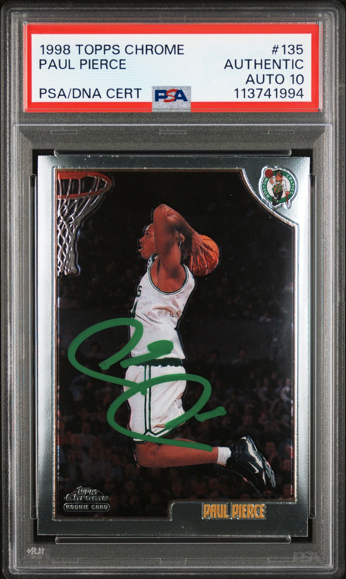 Paul Pierce 1998 Topps Chrome Signed Rookie Card #135 Auto Graded PSA 10 3741994