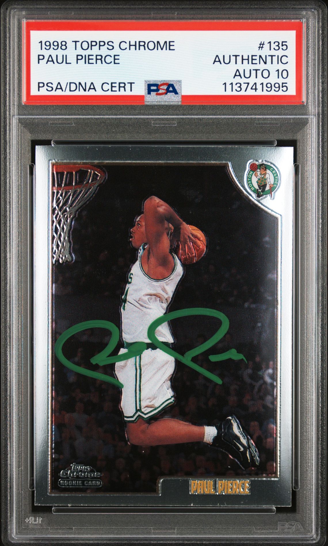 Paul Pierce 1998 Topps Chrome Signed Rookie Card #135 Auto Graded PSA 10 3741995