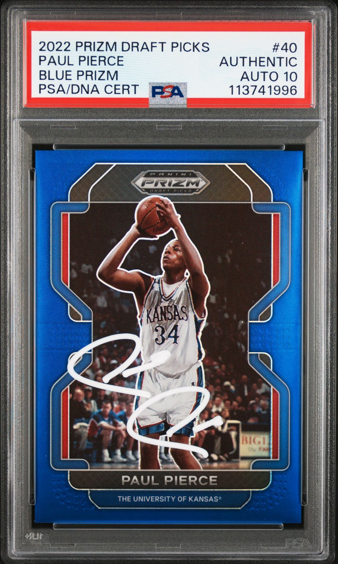 Paul Pierce 2022 Panini Prizm Blue Signed Card #40 Auto Graded PSA 10 100/199