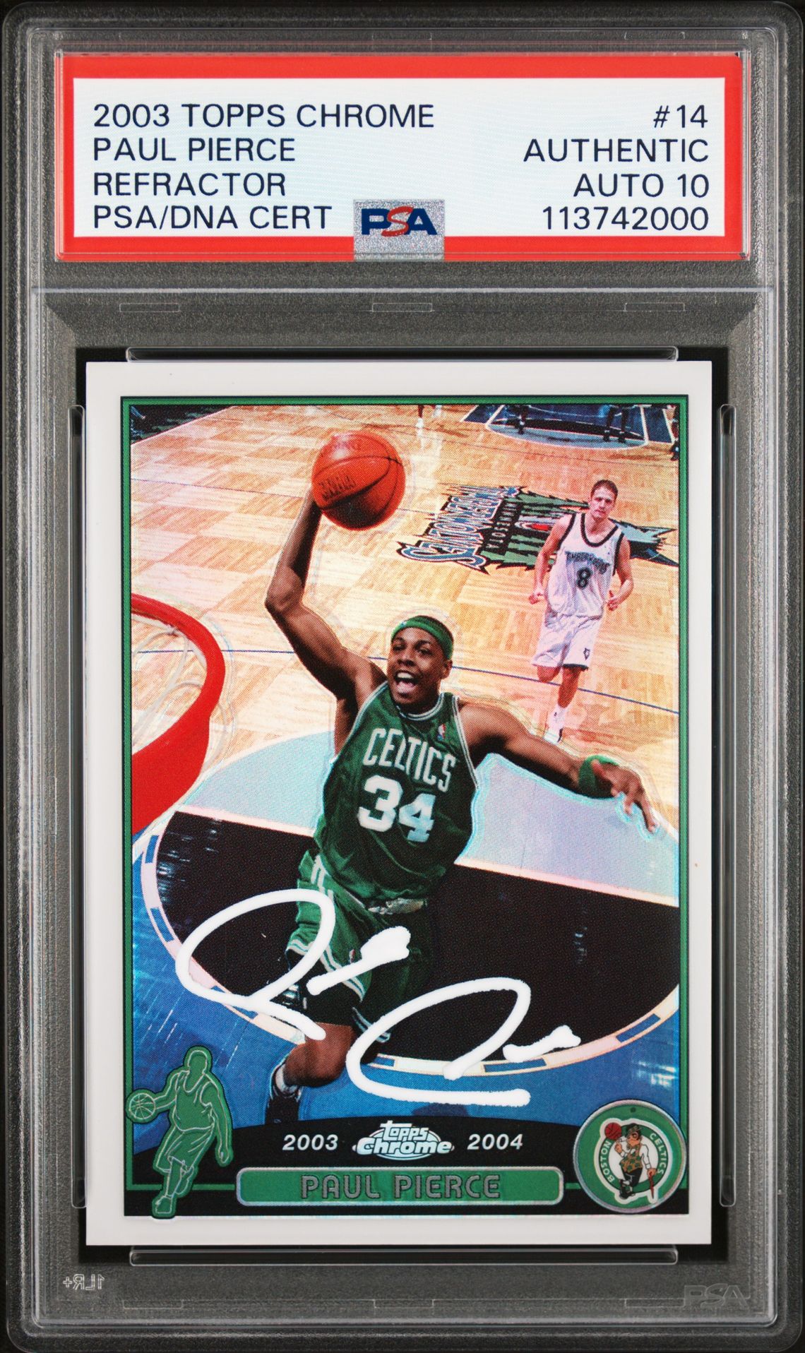 Paul Pierce 2003 Topps Chrome Refractor Signed Card #14 Auto Graded PSA 10 42000
