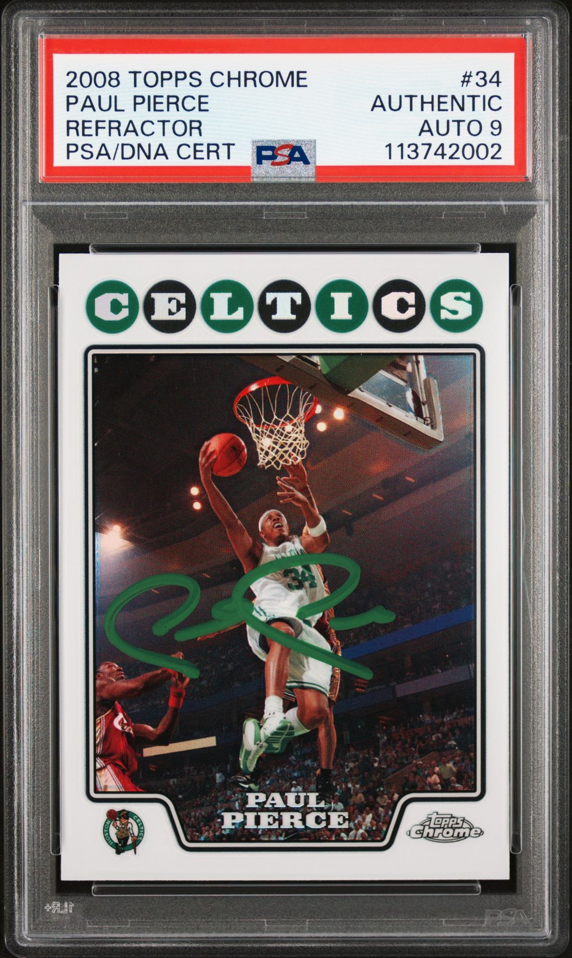 Paul Pierce 2004 Topps Chrome Refractor Signed Card #34 Auto Graded PSA 9 742003