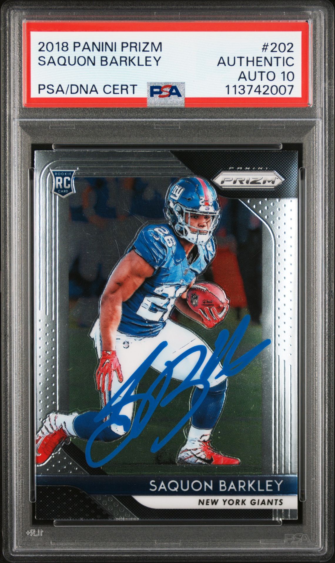 Saquon Barkley 2018 Panini Prizm Signed Rookie Card #202 Auto Graded PSA 10 2007