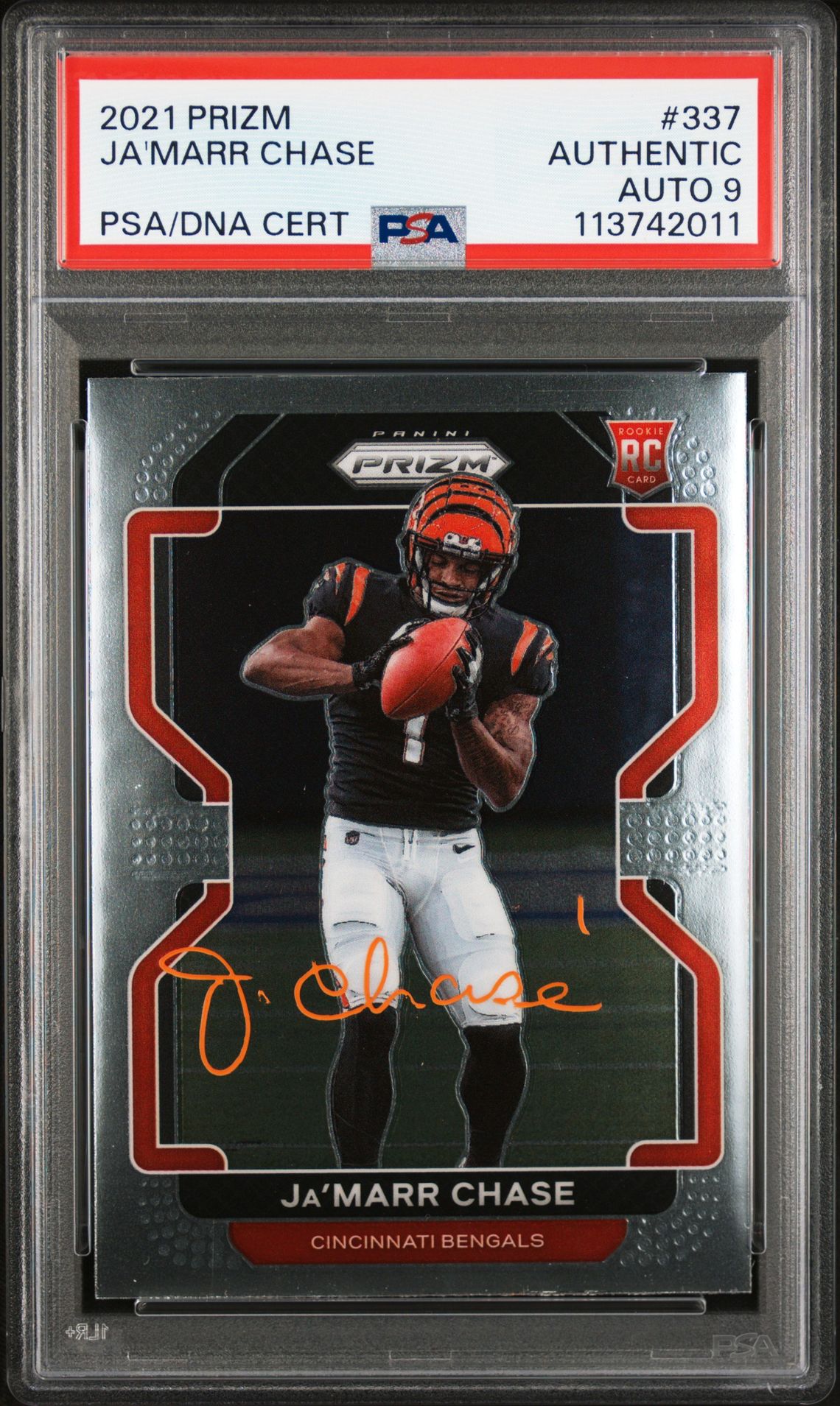 Ja'Marr Chase 2021 Panini Prizm Signed Rookie Card #337 Auto Graded PSA 9 742011