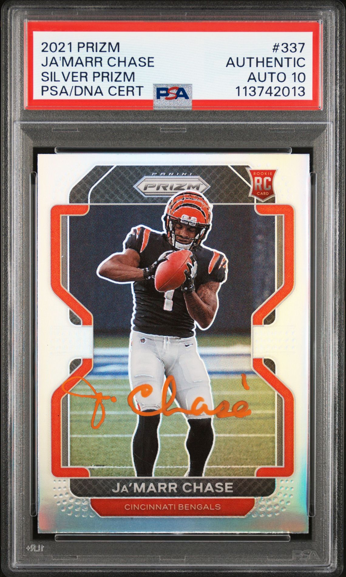 Ja'Marr Chase 2021 Panini Prizm Silver Signed Rookie Card #337 Auto PSA 10
