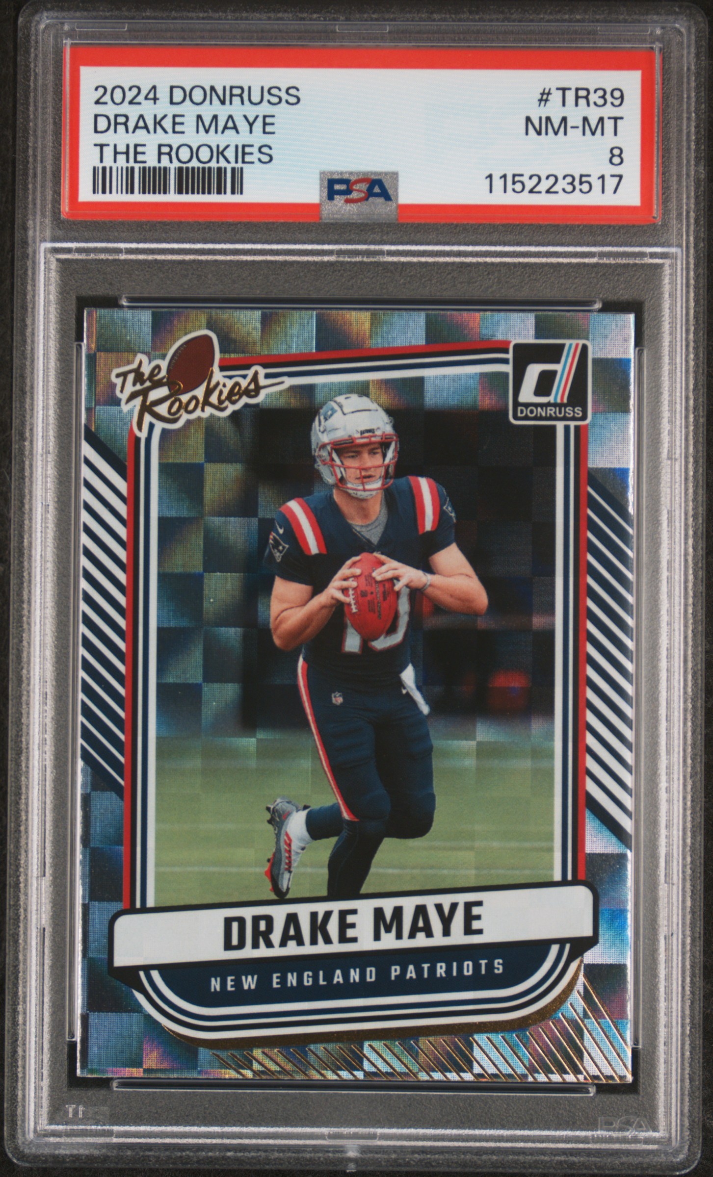 Drake Maye 2024 Donruss The Rookies Football Rookie Card #TR39 Graded PSA 8 Cert #115223517
