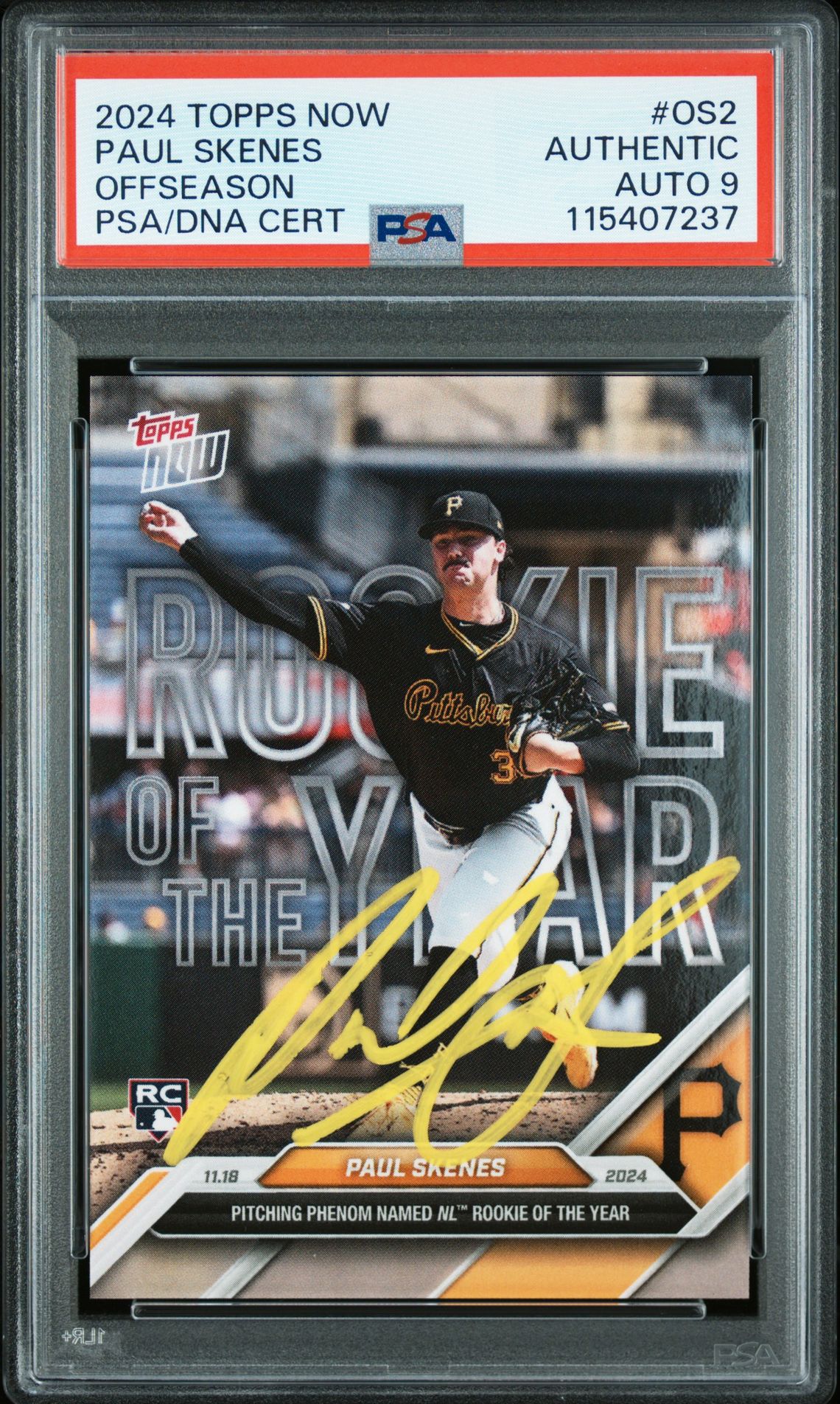 Paul Skenes 2024 Topps Now Signed Baseball Rookie of the Year Card #OS2 Auto Graded PSA 9 115407237 Paul Skenes 2024 Topps Now Signed Baseball Rookie of the Year Card #OS2 Auto Graded PSA 9 115407237