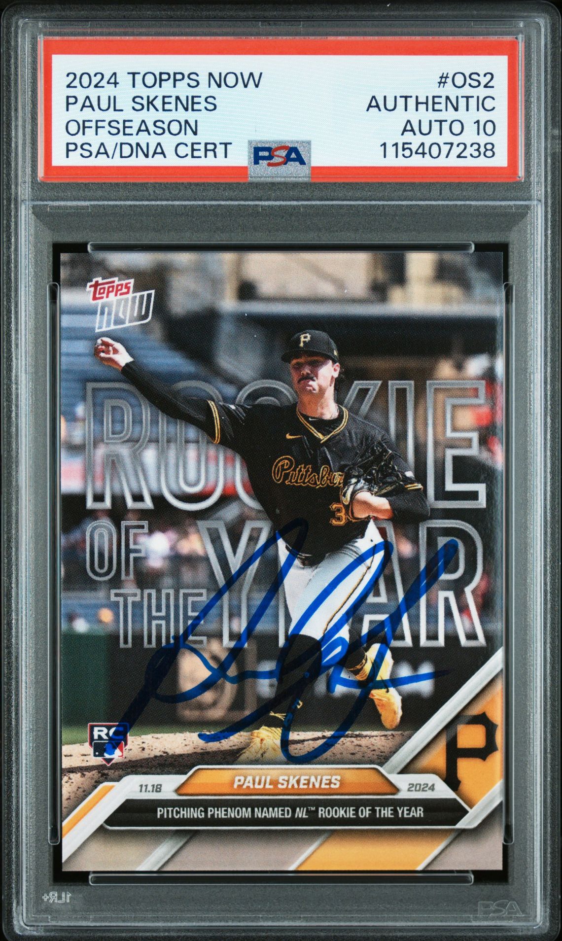 Paul Skenes 2024 Topps Now Signed Baseball Rookie of the Year Card #OS2 Auto Graded PSA 10 115407238 Paul Skenes 2024 Topps Now Signed Baseball Rookie of the Year Card #OS2 Auto Graded PSA 10 115407238