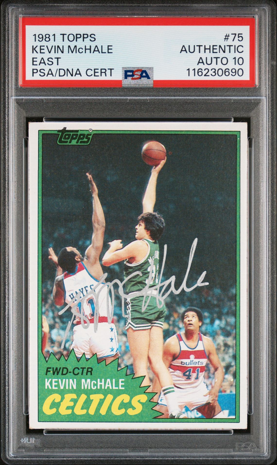 Kevin McHale 1981 Topps East Signed Basketball Rookie Card #75 Auto Graded PSA 10 Cert # 116230690