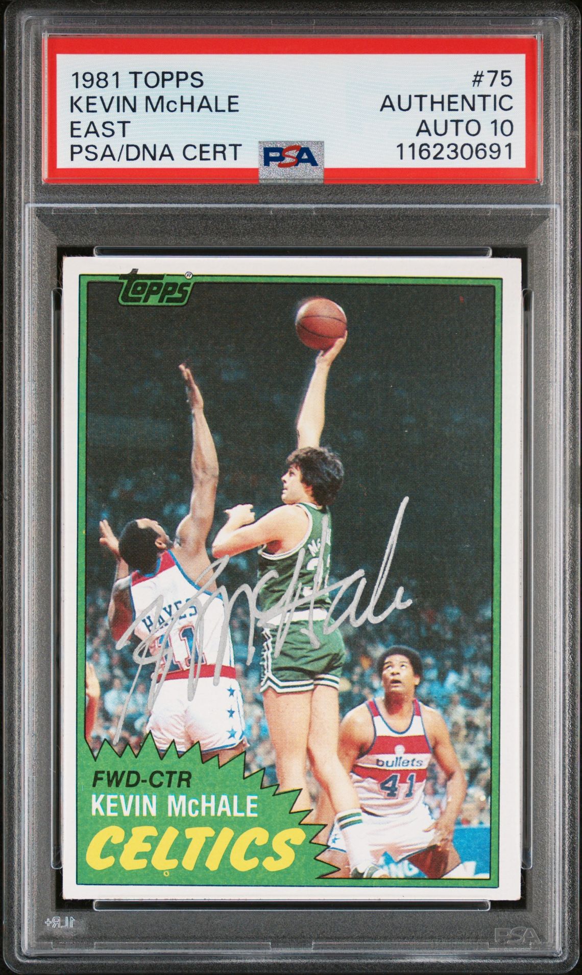 Kevin McHale 1981 Topps East Signed Basketball Rookie Card #75 Auto Graded PSA 10 Cert # 116230691
