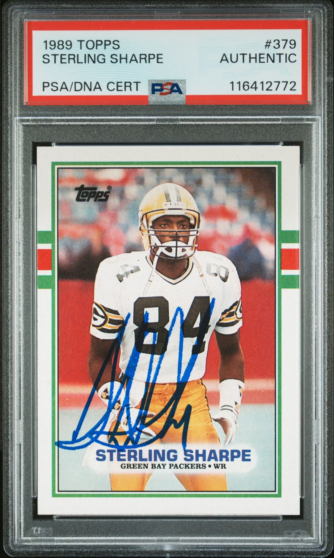 Sterling Sharpe 1989 Topps Signed Football Rookie Card #379 Auto PSA Authentic