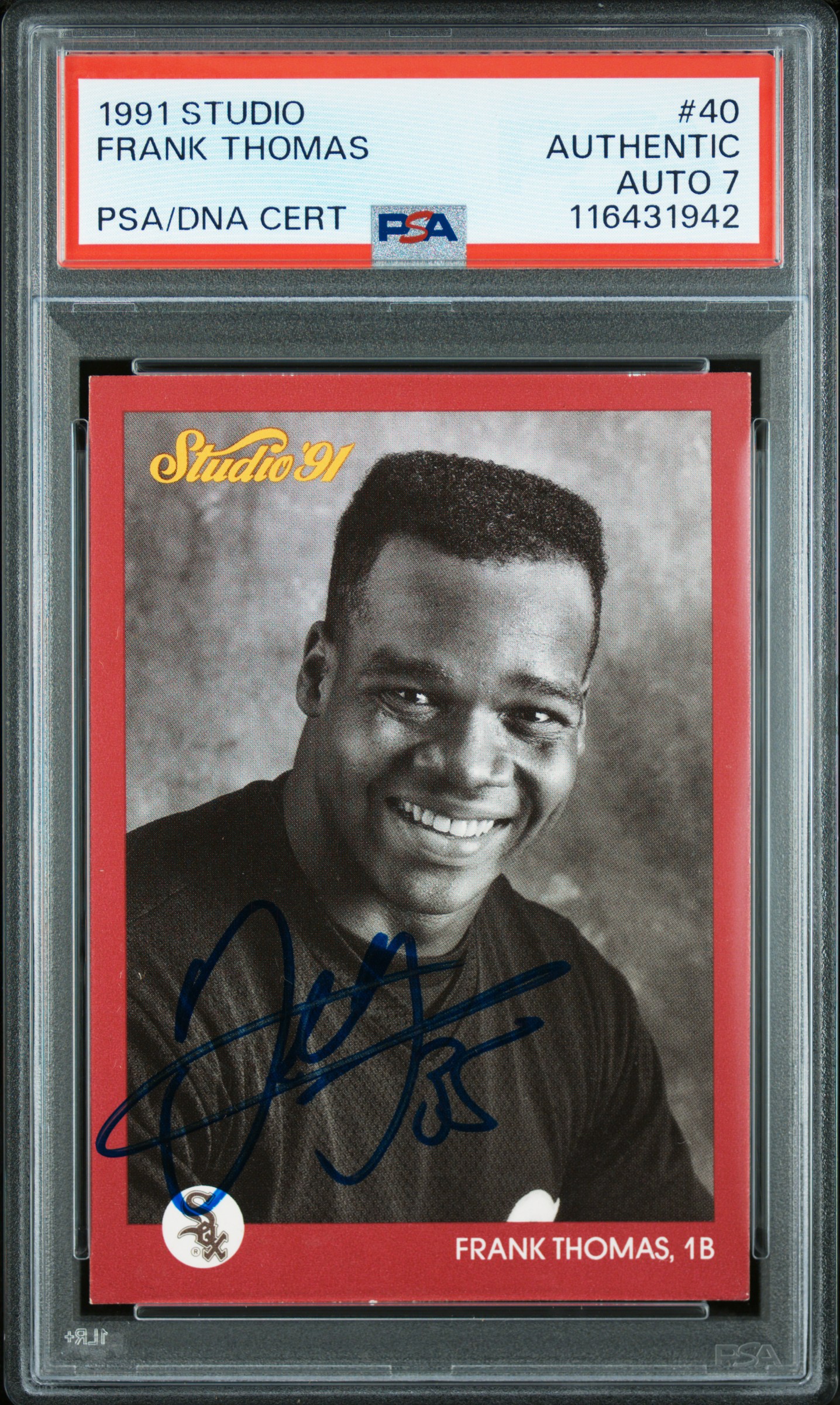 Frank Thomas 1991 Studio Chicago White Sox Signed Baseball Card #40 Graded PSA Authentic Auto 7 Cert #116431942