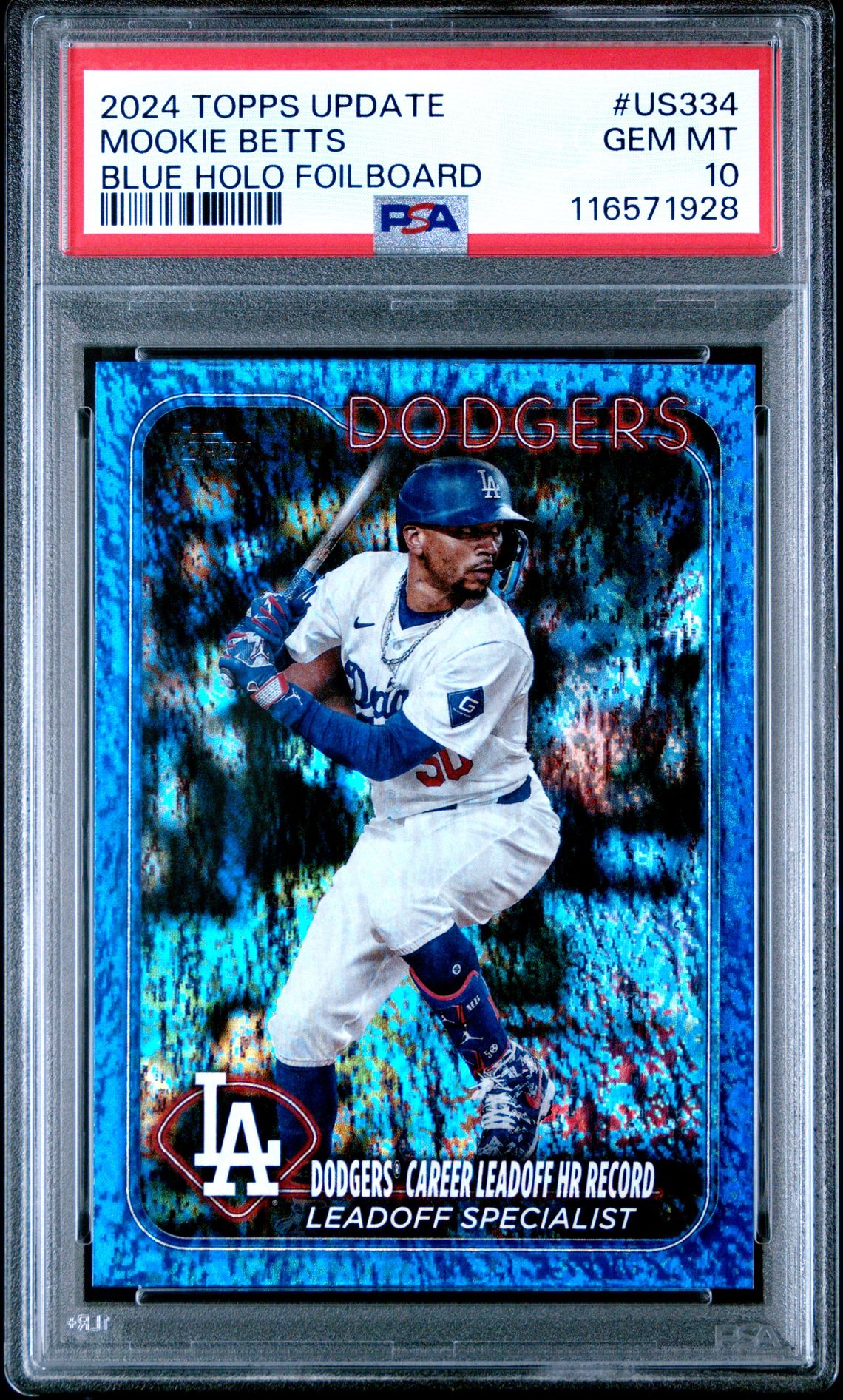 Mookie Betts 2024 Topps Update Blue Holo Foilboard Card #US334 Graded PSA 10 330/999 Mookie Betts 2024 Topps Update Blue Holo Foilboard Card #US334 Graded PSA 10 330/999