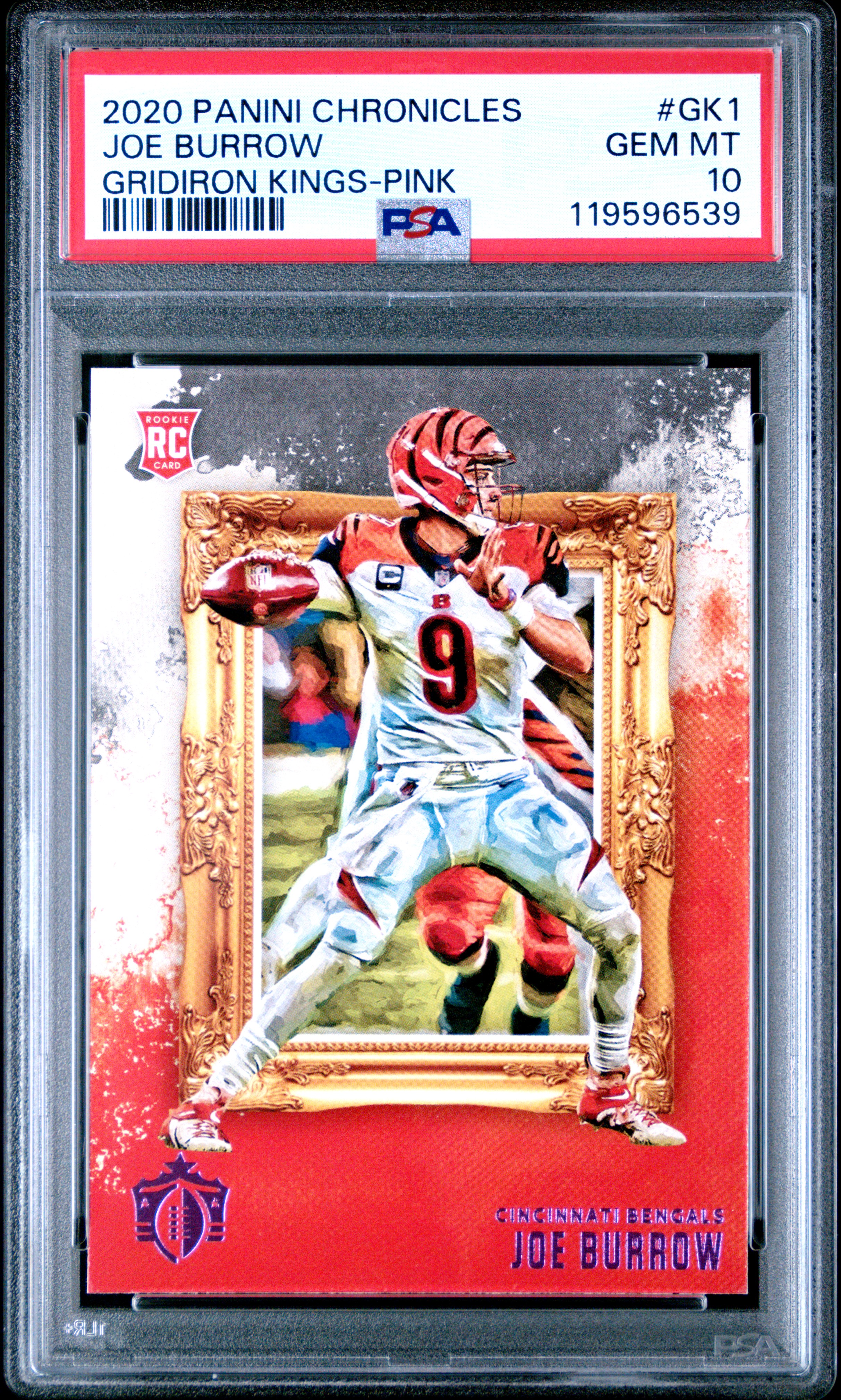 Joe Burrow 2020 Panini Chronicles Gridiron Kings Pink Football Rookie Card #GK1 Graded PSA 10 Cert #119596539