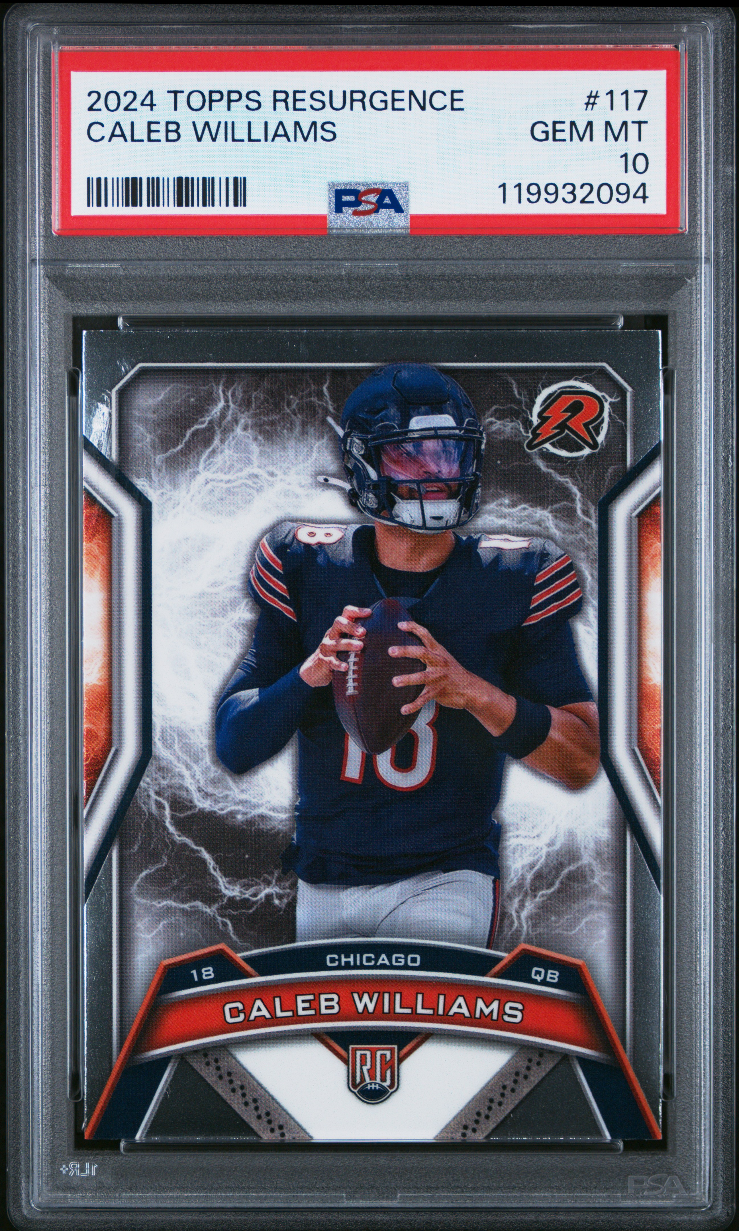 Caleb Williams 2024 Topps Resurgence Football Rookie Card #117 Graded PSA 10 Cert #119932094