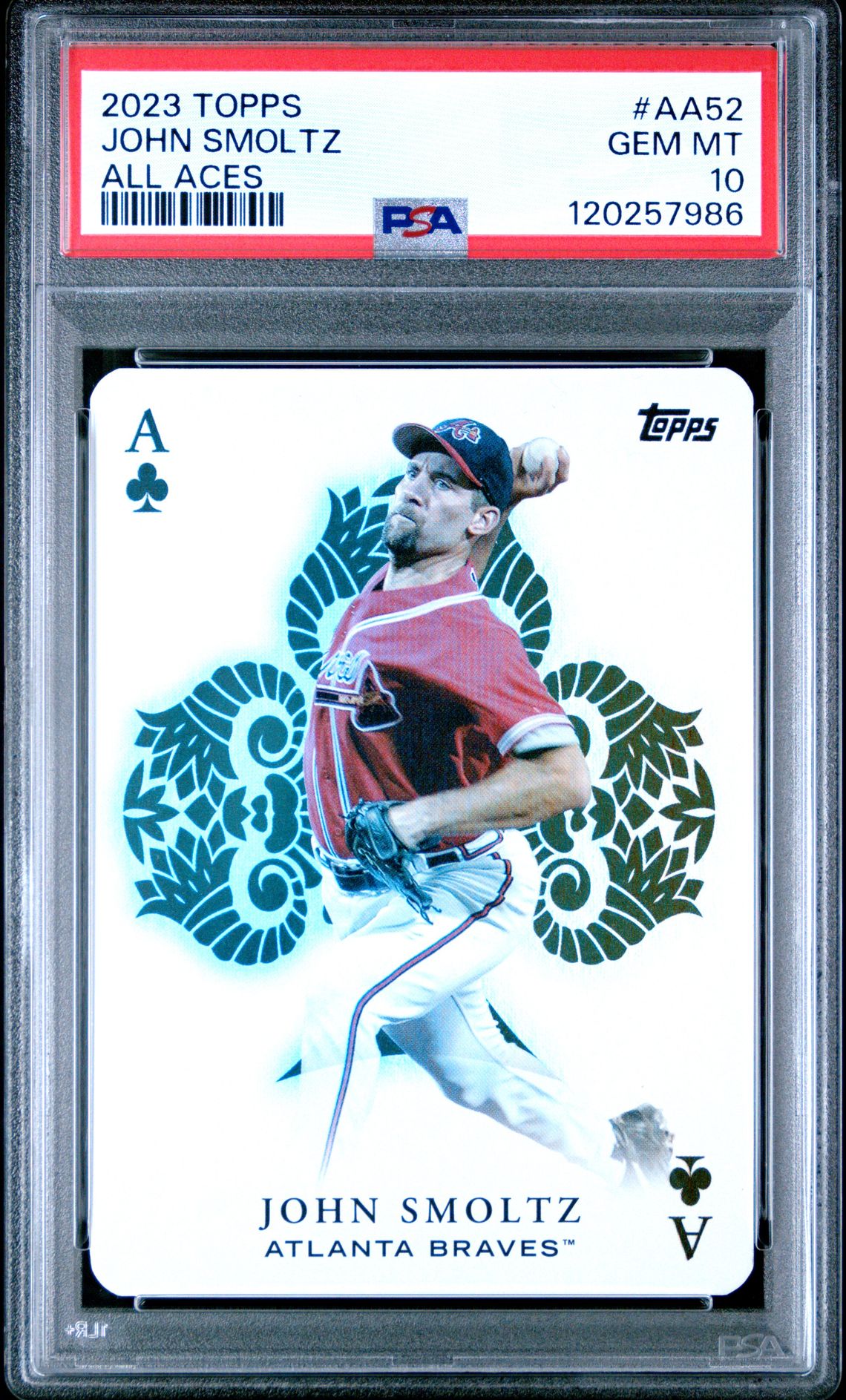 John Smoltz 2023 Topps All Aces Baseball Card #AA52 Graded PSA 10 Cert # 120257986